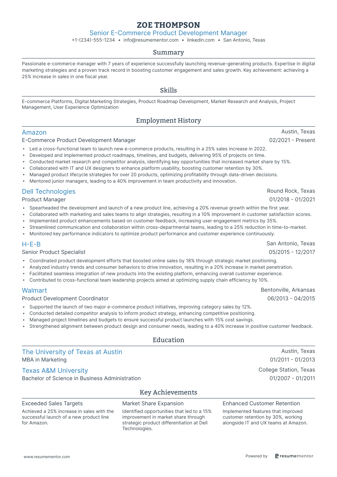 Senior E Commerce Product Development Manager
