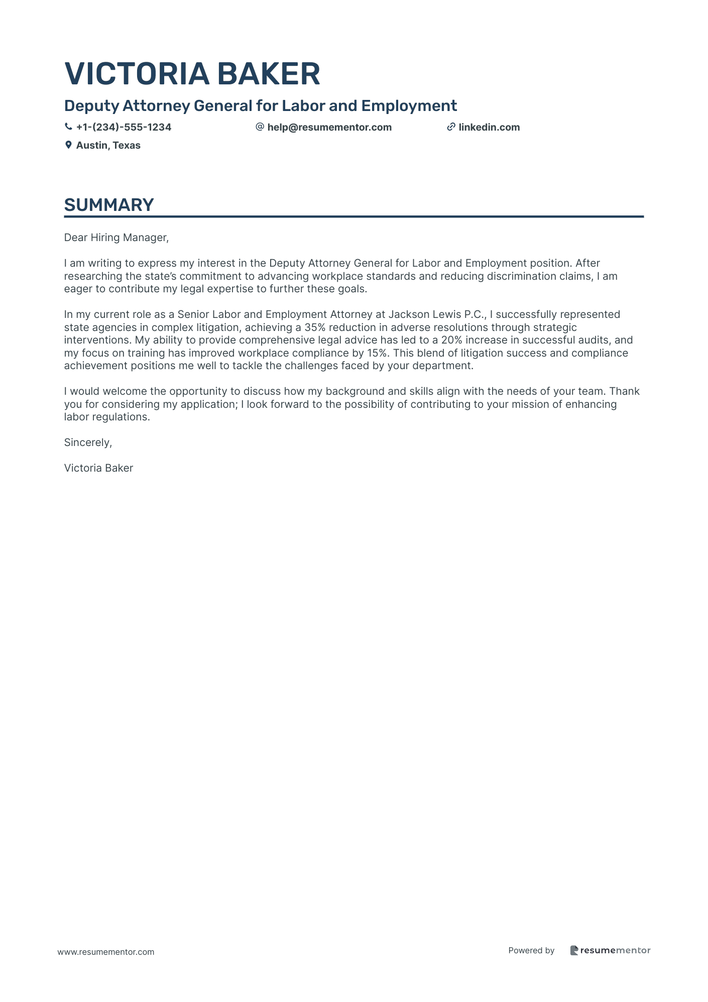 Deputy Attorney General for Labor and Employment