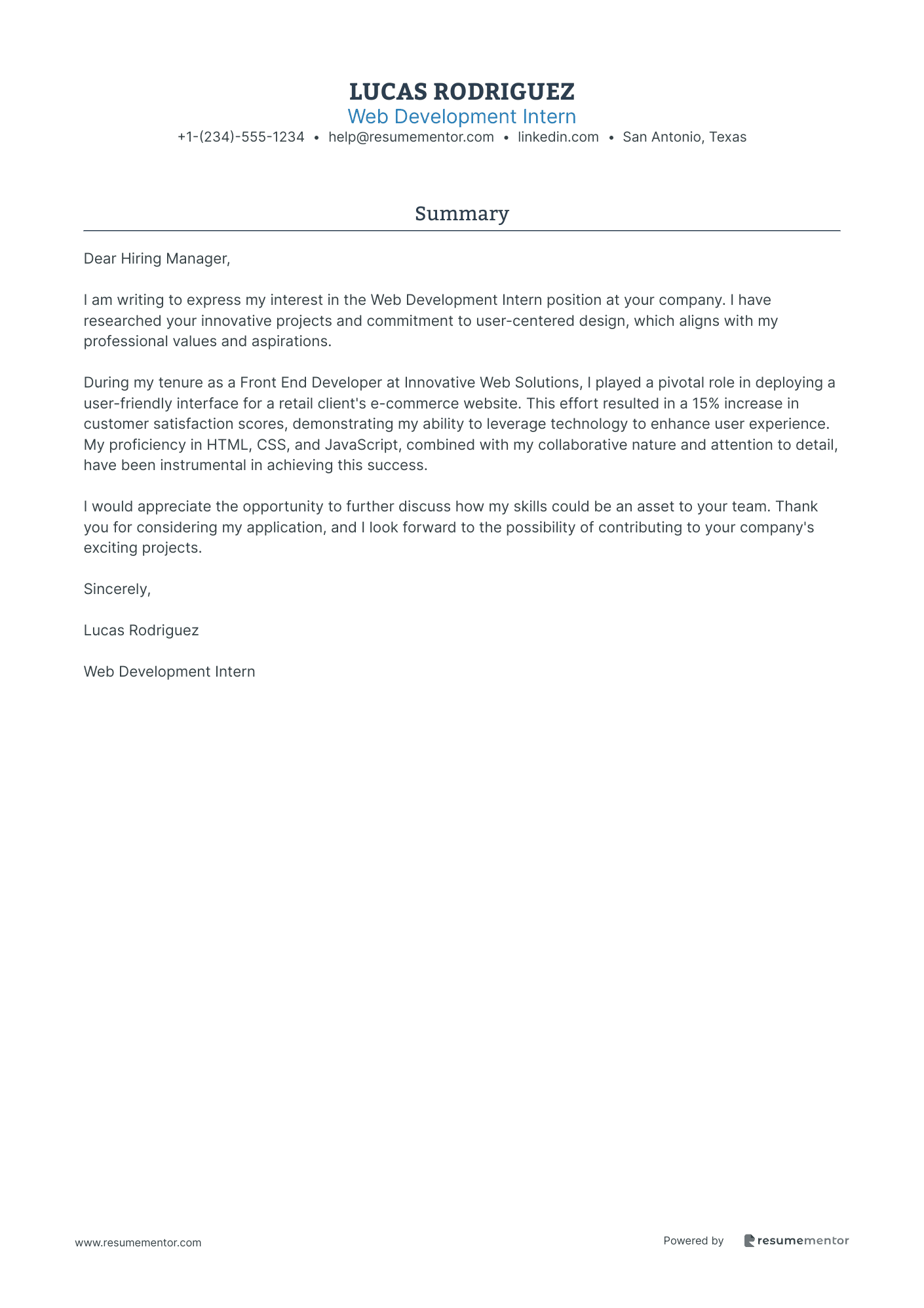 Web Development Intern