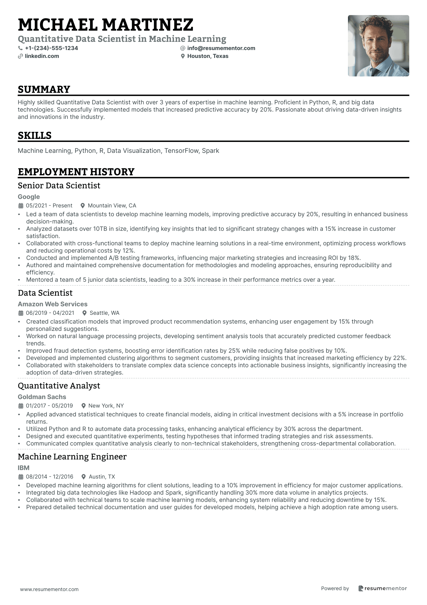 Quantitative Data Scientist in Machine Learning