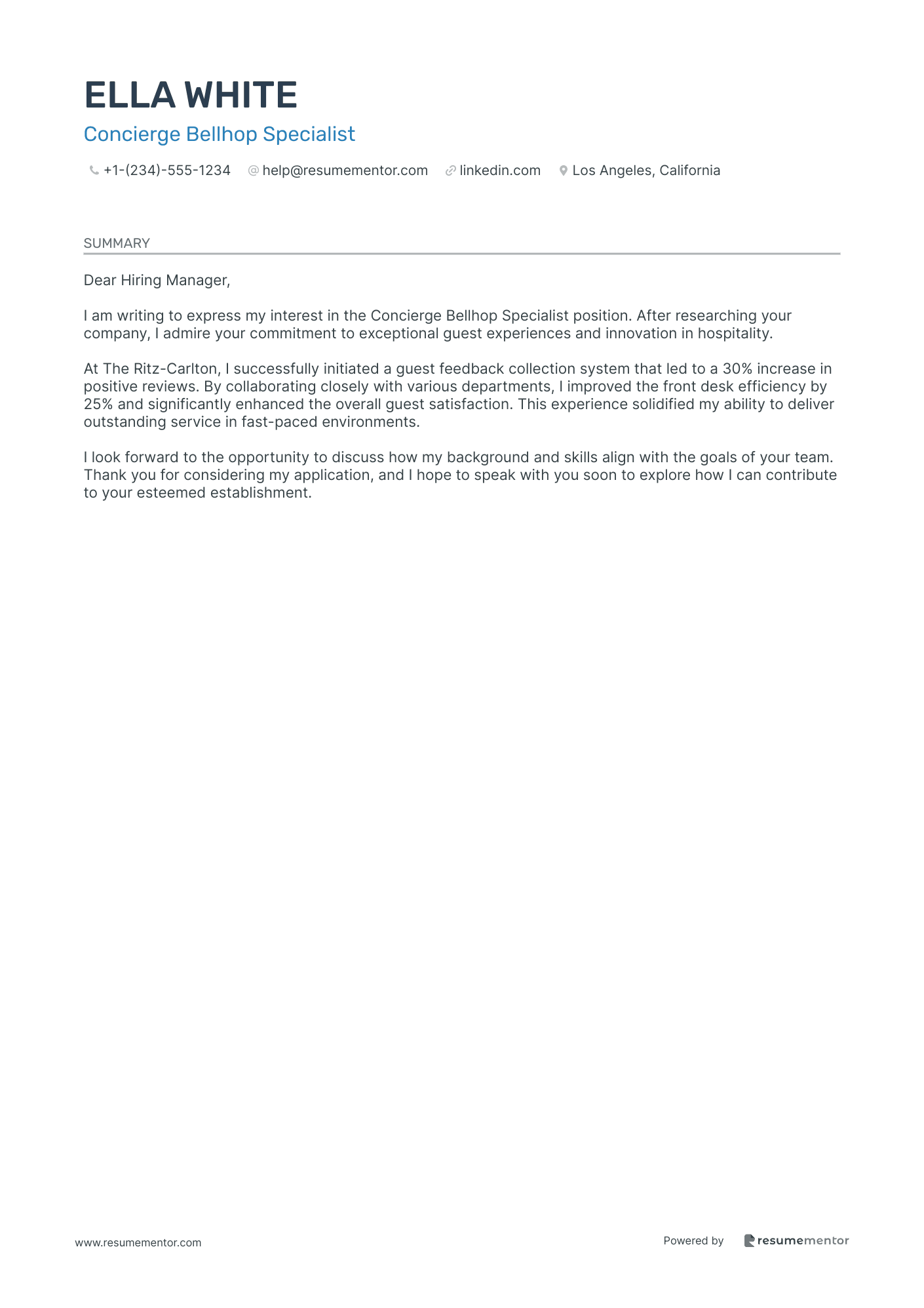 Concierge Bellhop Specialist