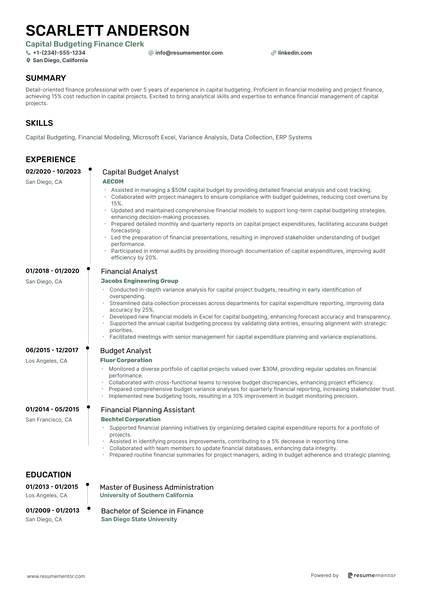 Capital Budgeting Finance Clerk