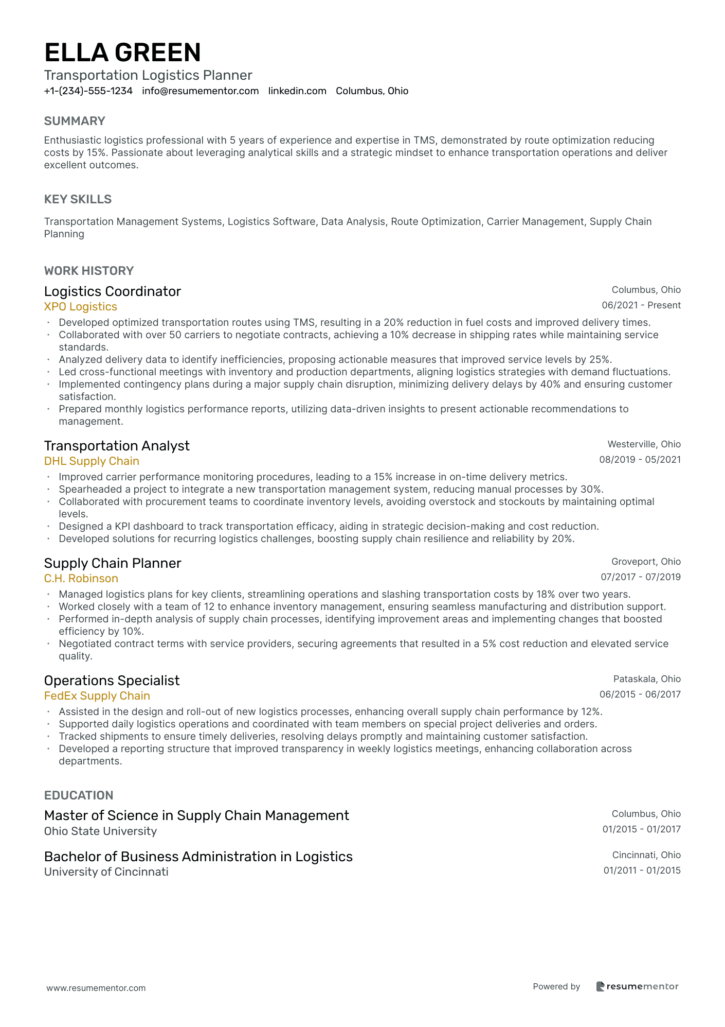 Transportation Logistics Planner