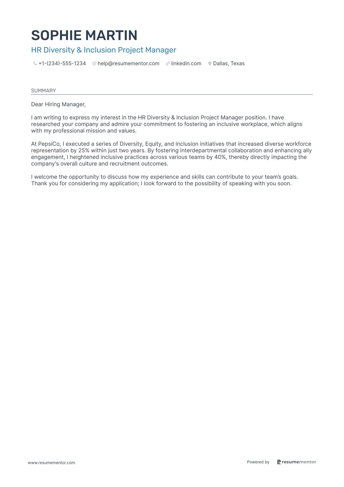 HR Diversity & Inclusion Project Manager
