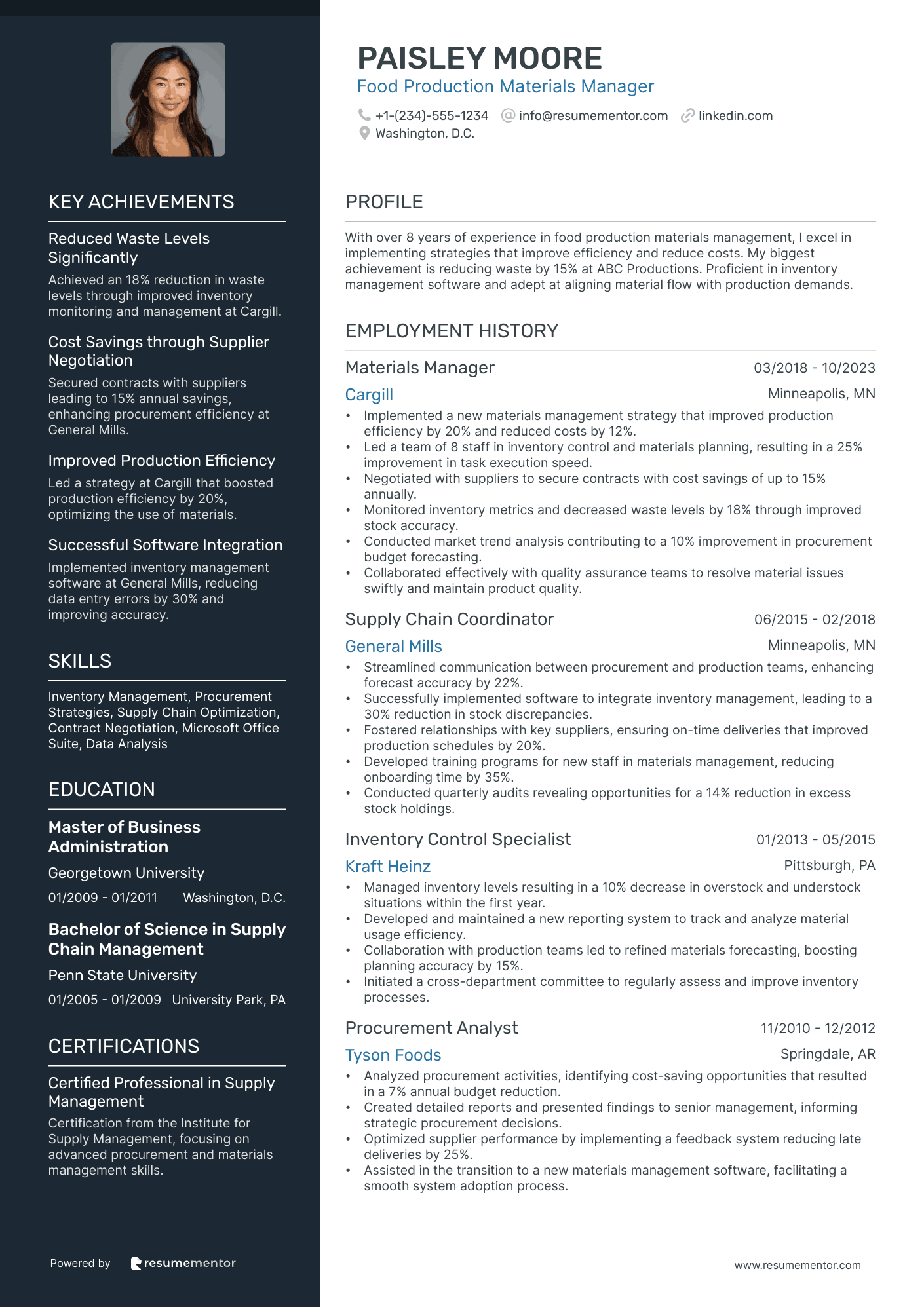 Food Production Materials Manager