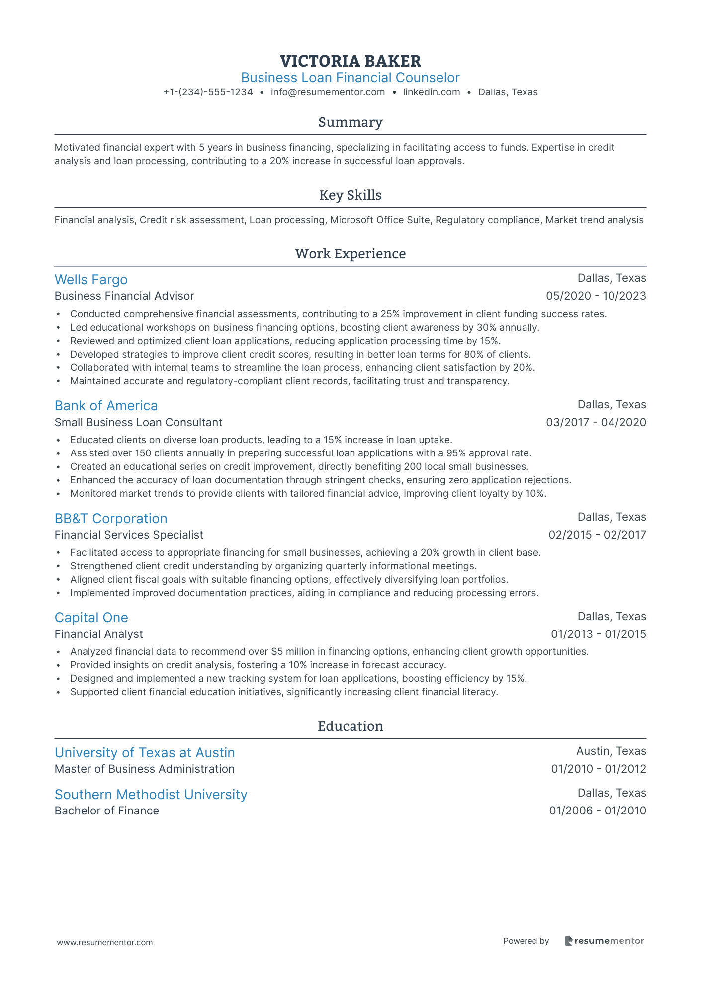 Business Loan Financial Counselor