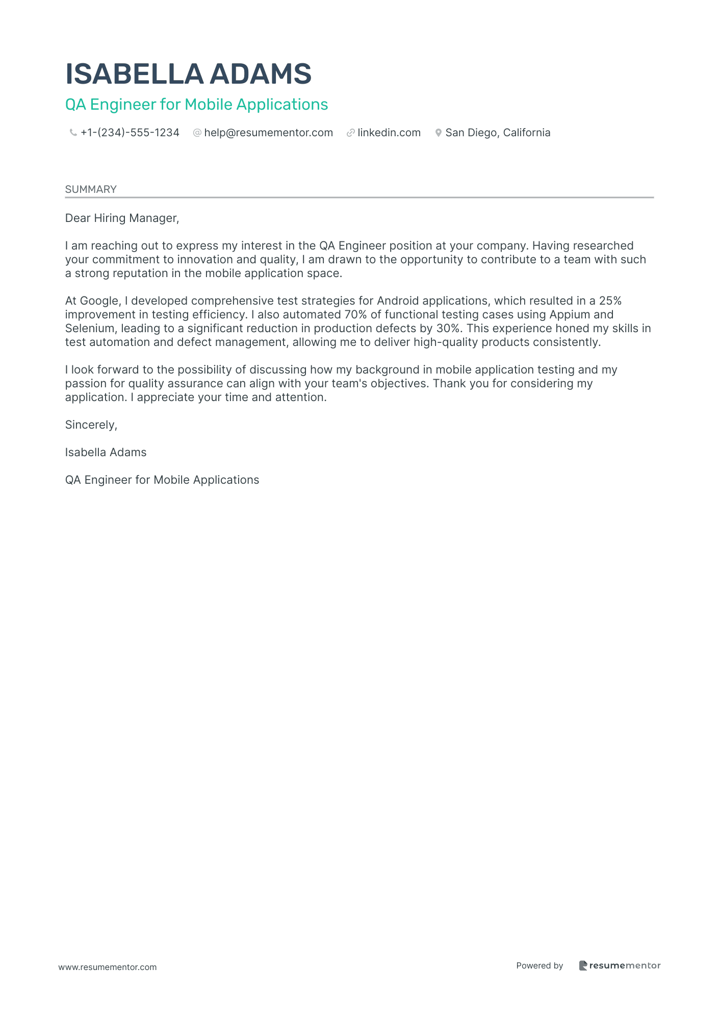 QA Engineer for Mobile Applications