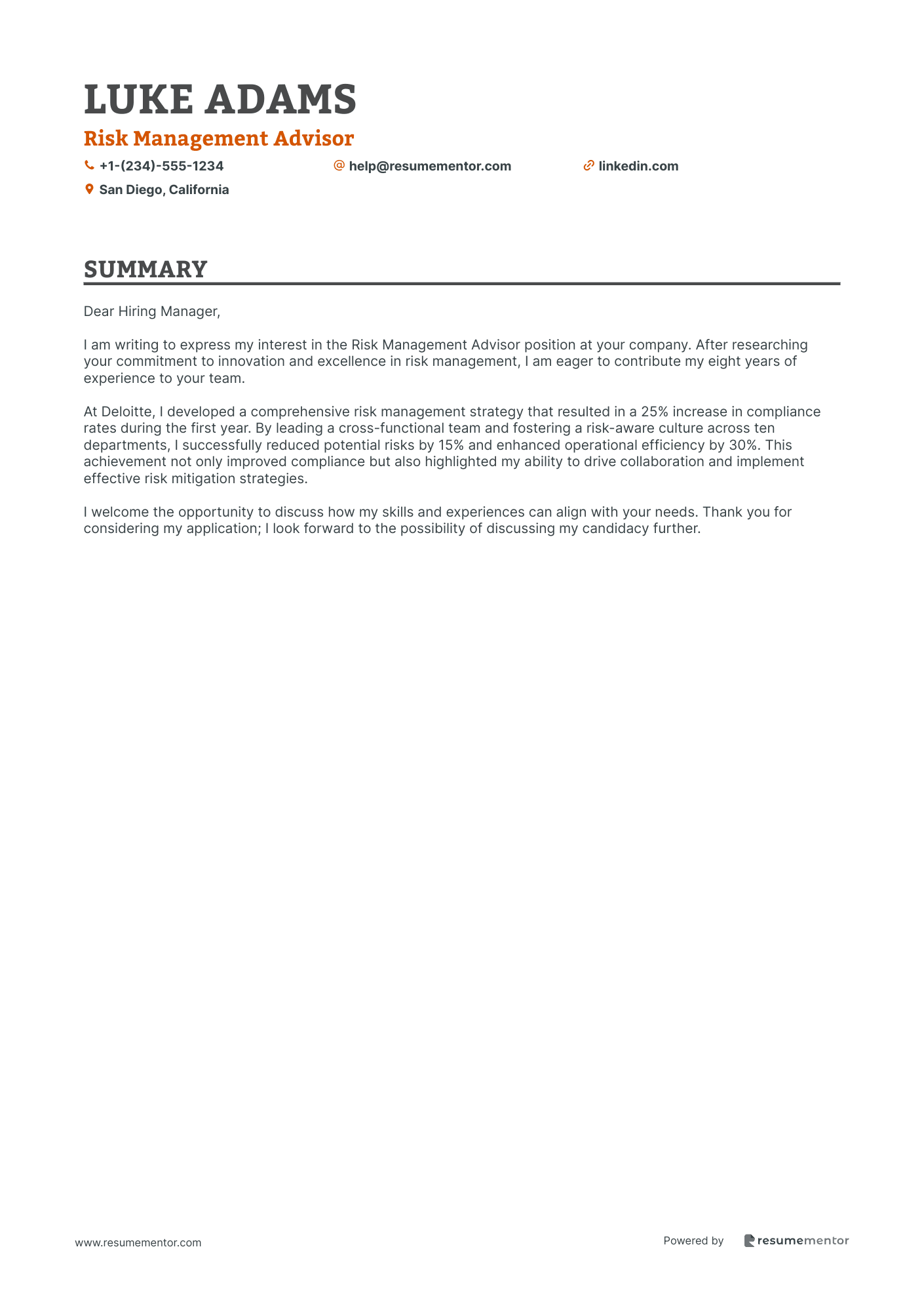 Risk Management Advisor