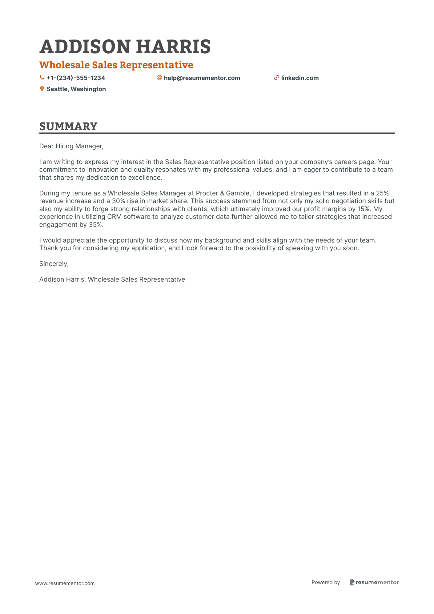 Wholesale Sales Representative