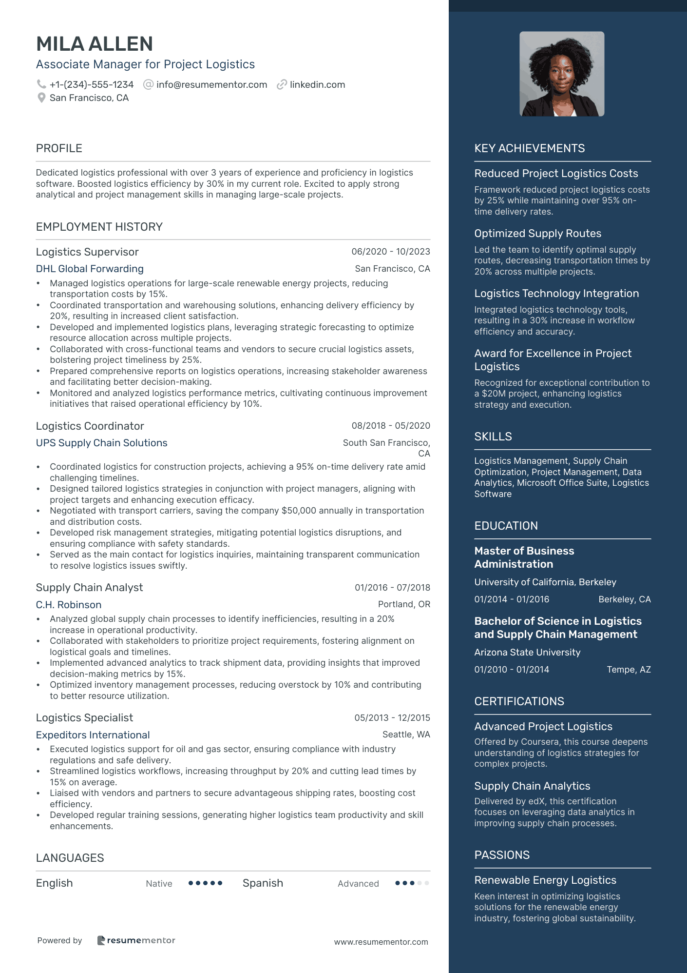 Associate Manager for Project Logistics