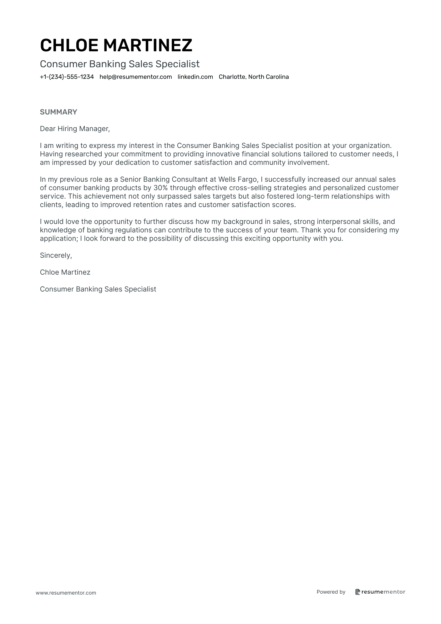 Consumer Banking Sales Specialist