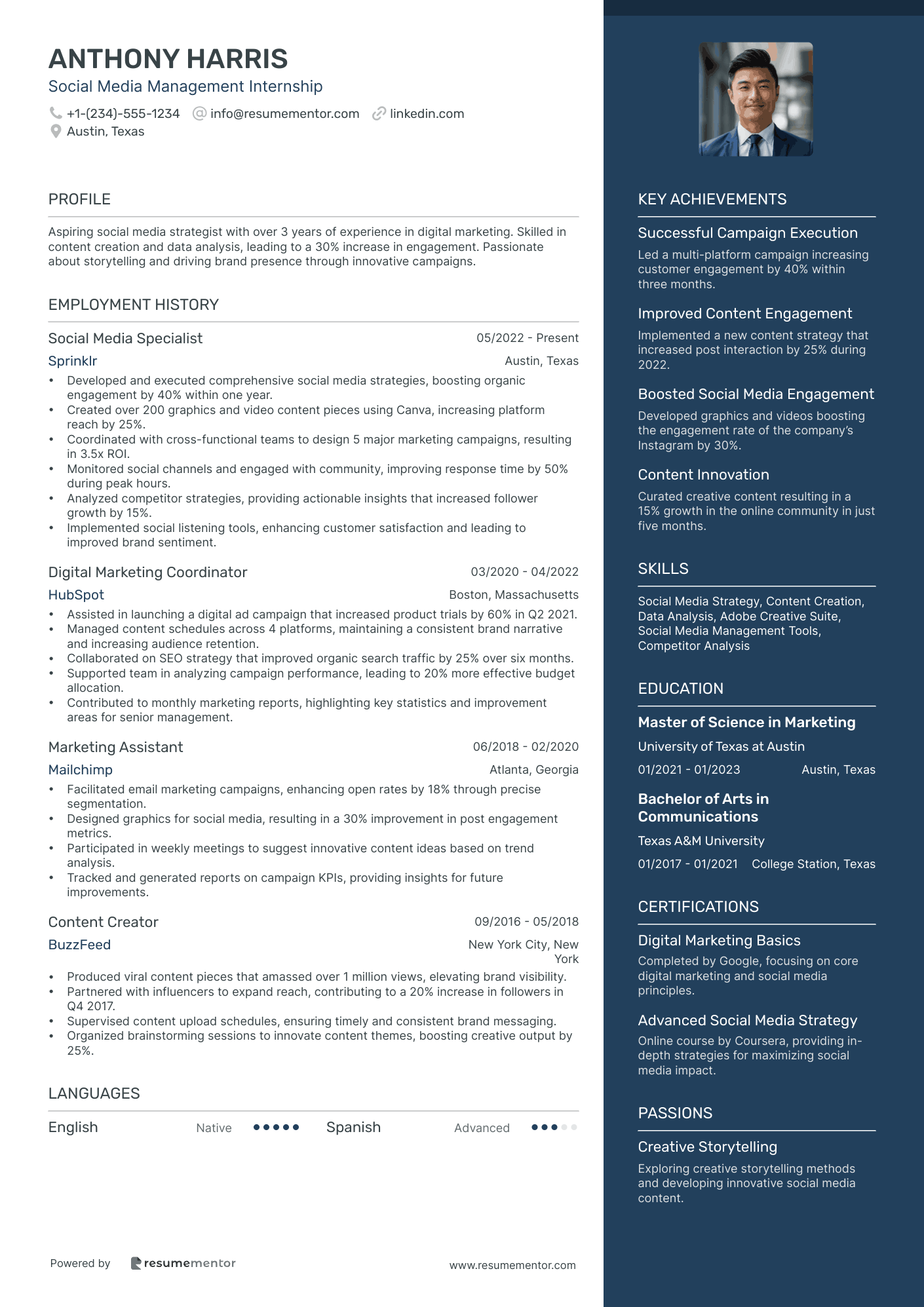Social Media Management Internship
