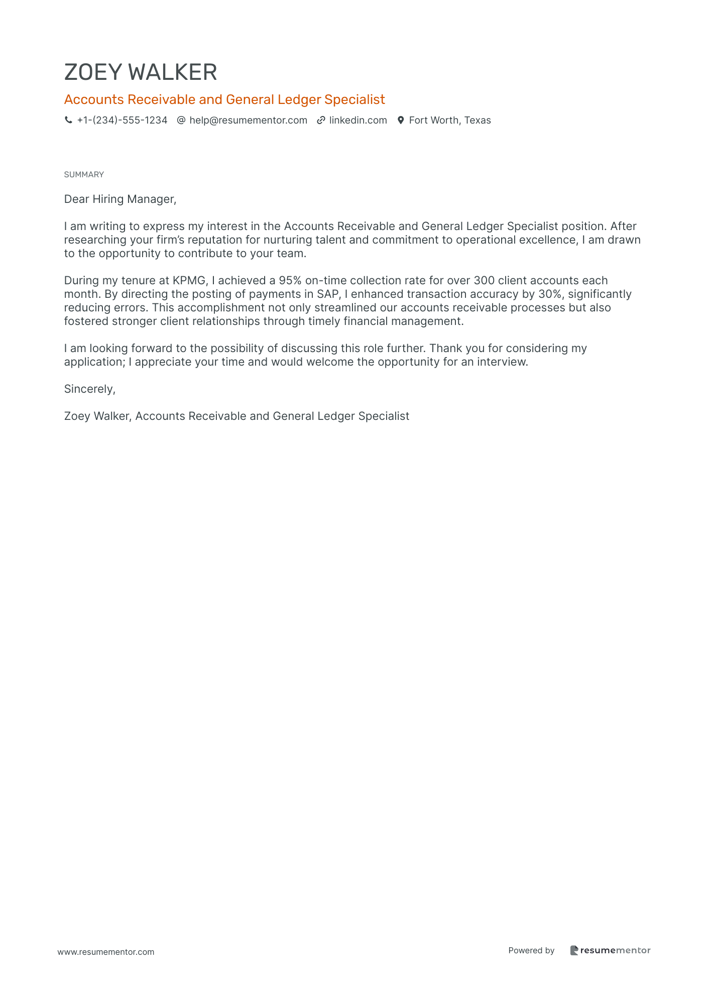 Accounts Receivable and General Ledger Specialist