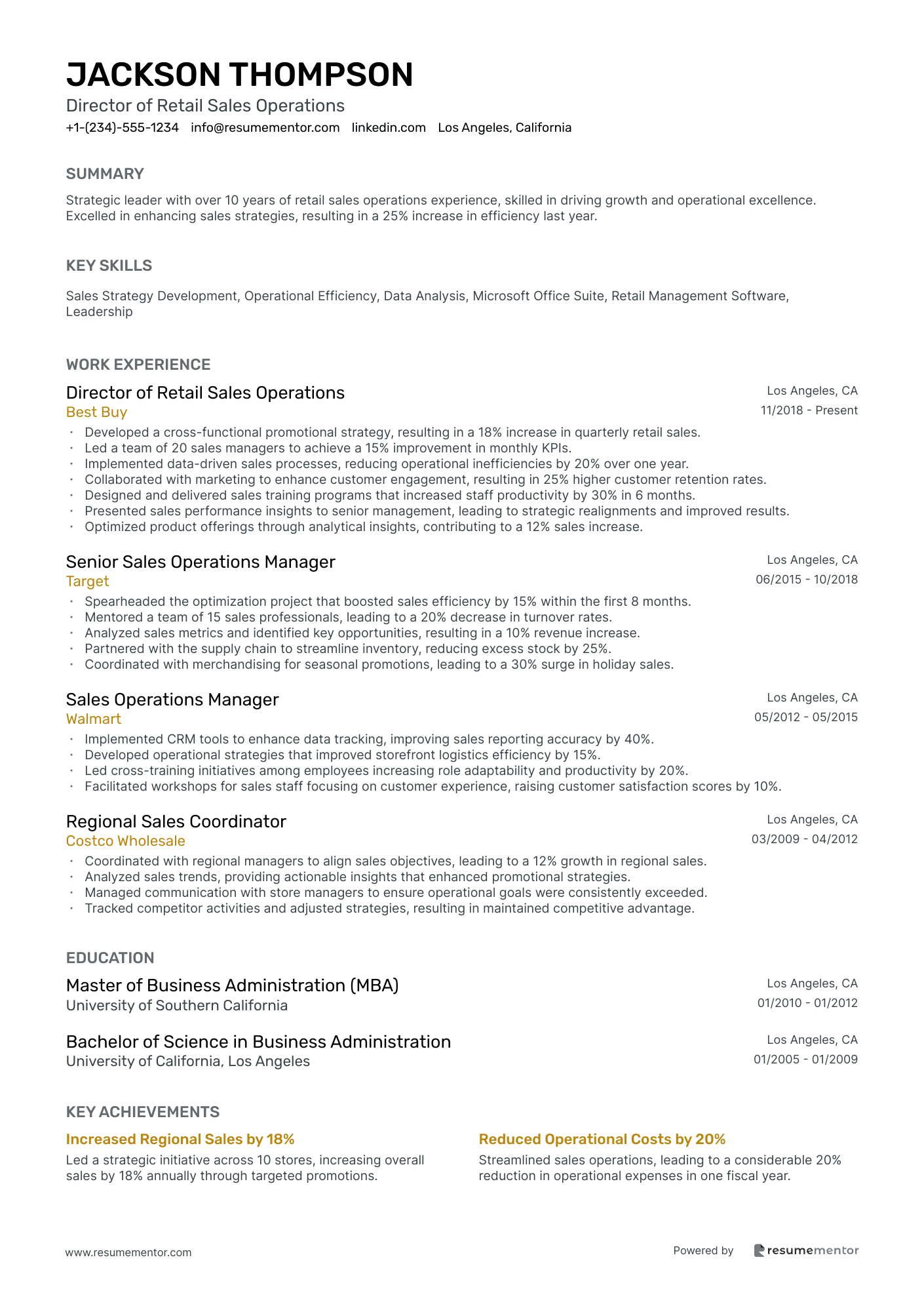 Director of Retail Sales Operations