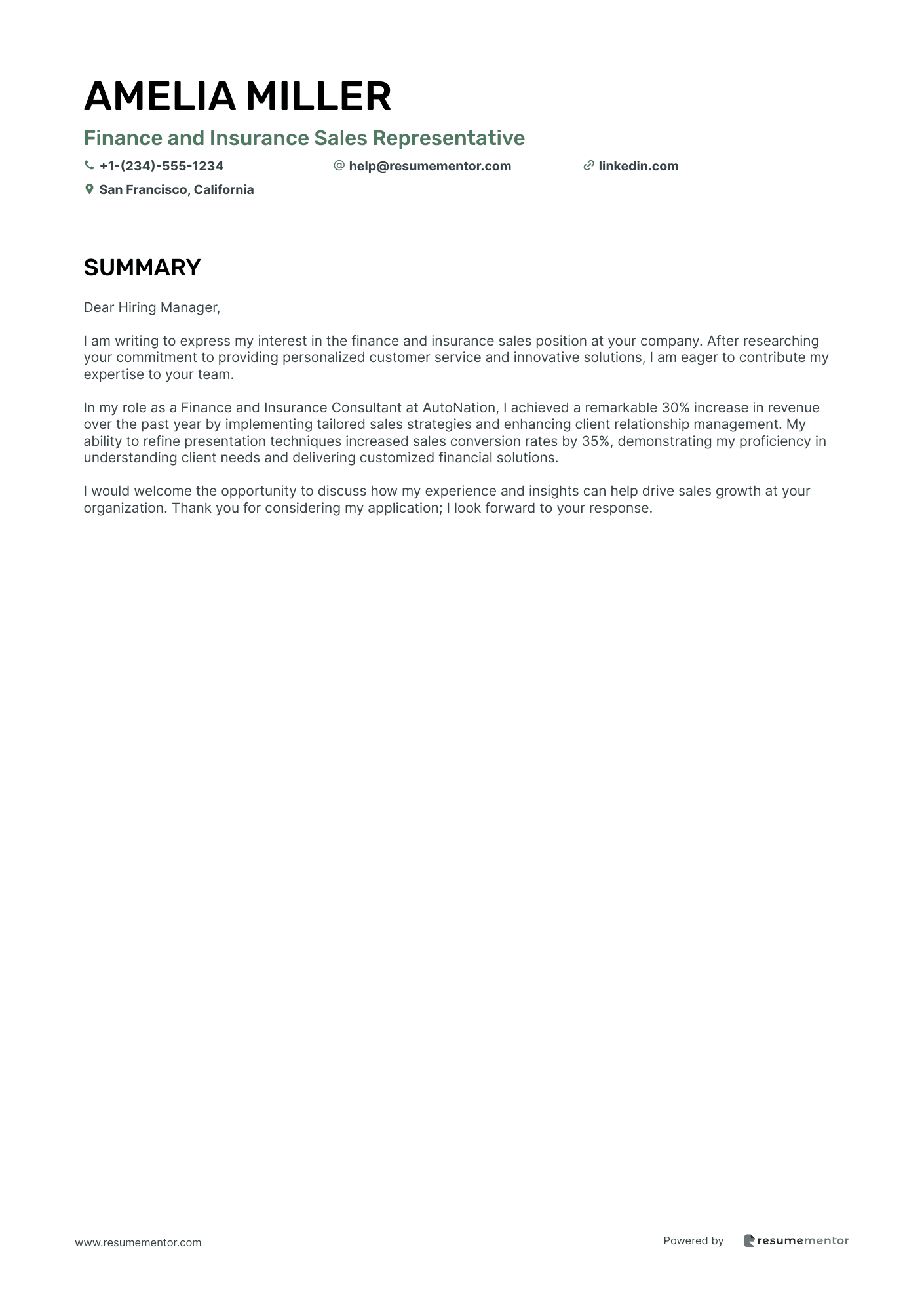 Finance and Insurance Sales Representative