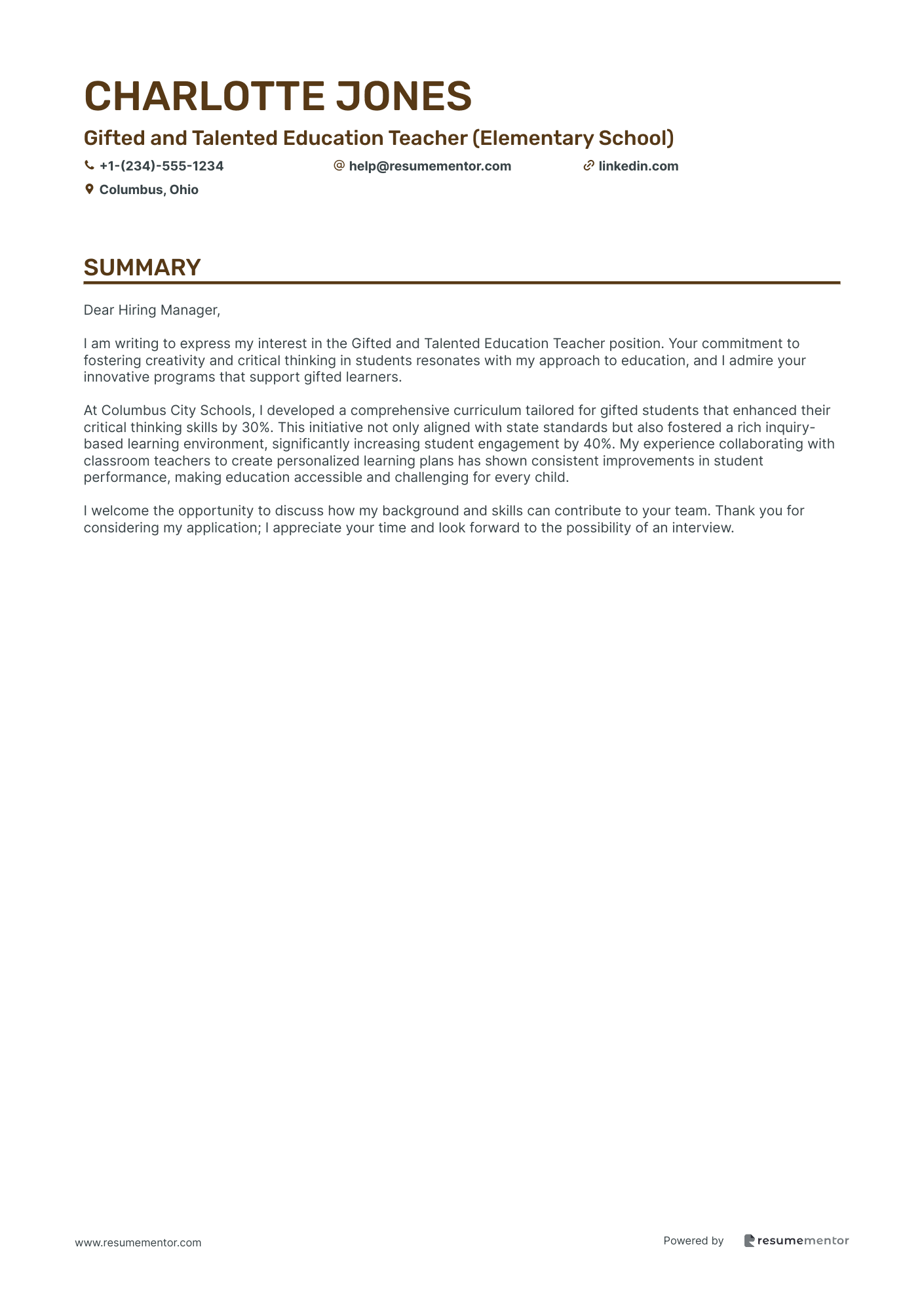 Gifted and Talented Education Teacher (Elementary School)