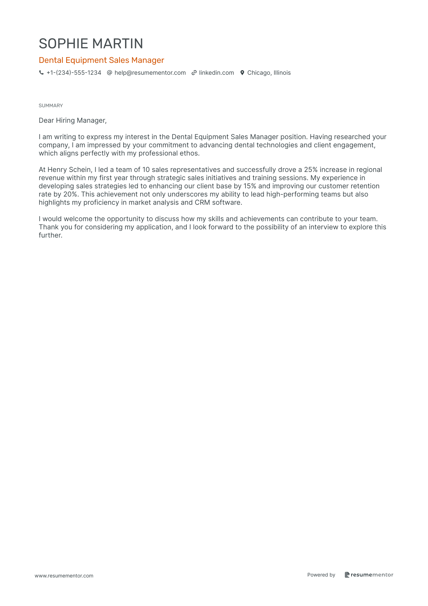 Dental Equipment Sales Manager