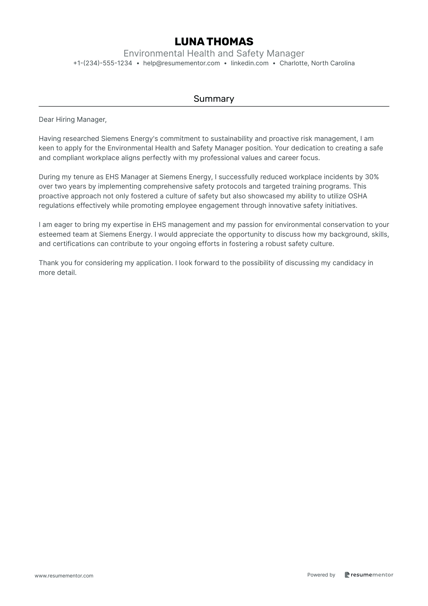 Environmental Health and Safety Manager