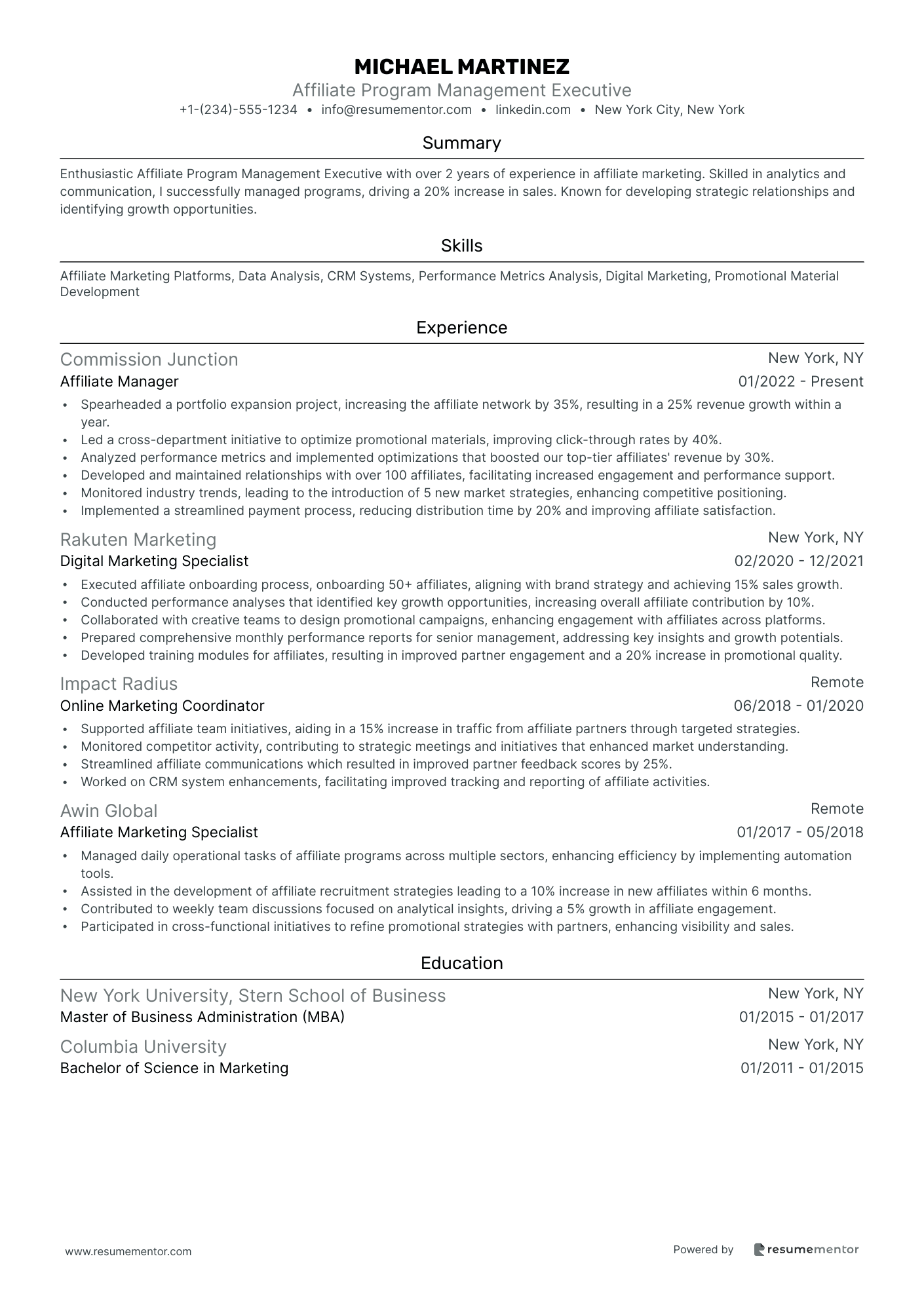 Affiliate Program Management Executive