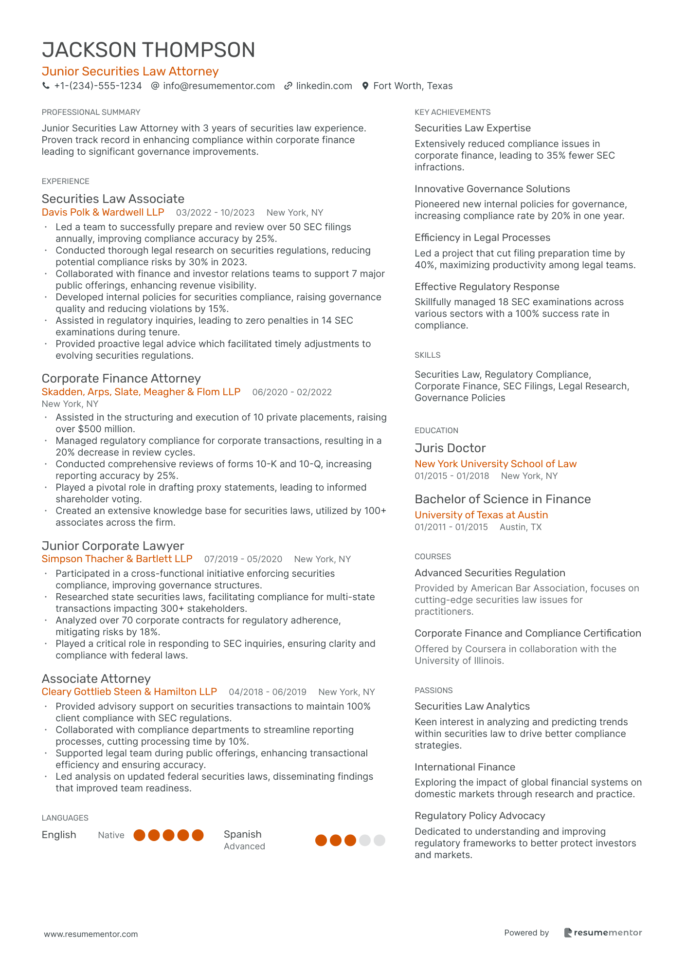 Junior Securities Law Attorney