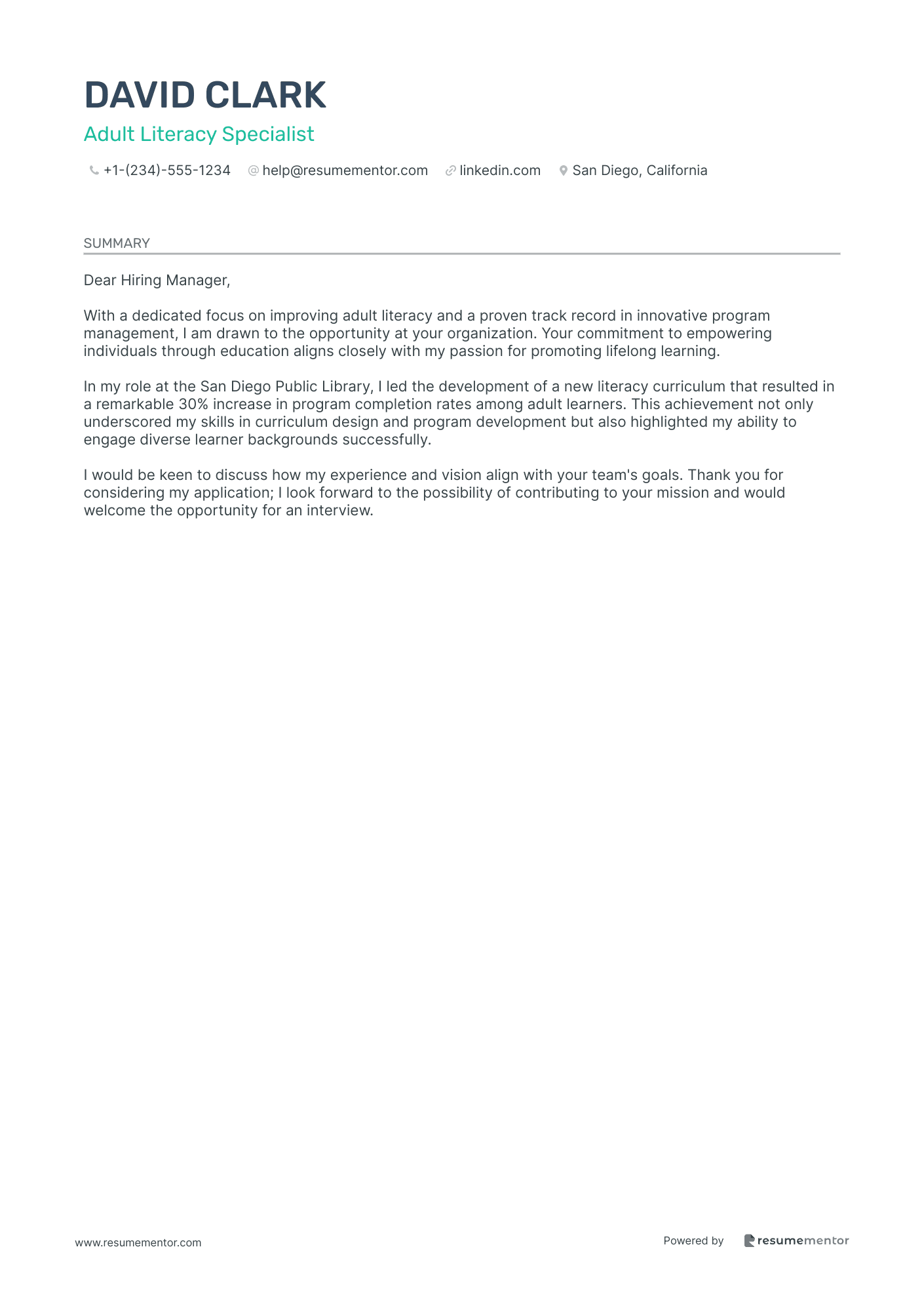 Adult Literacy Specialist