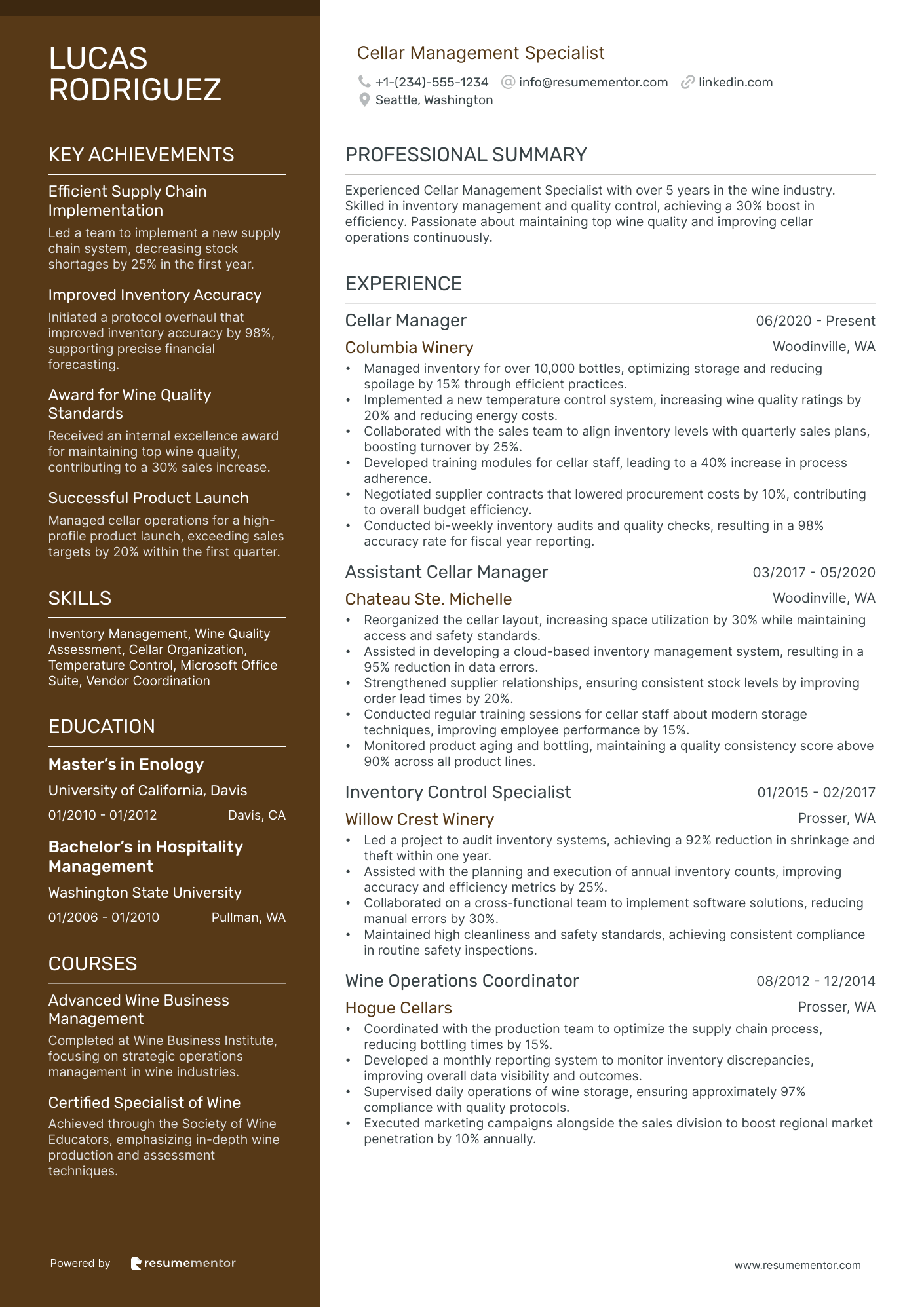 Cellar Management Specialist