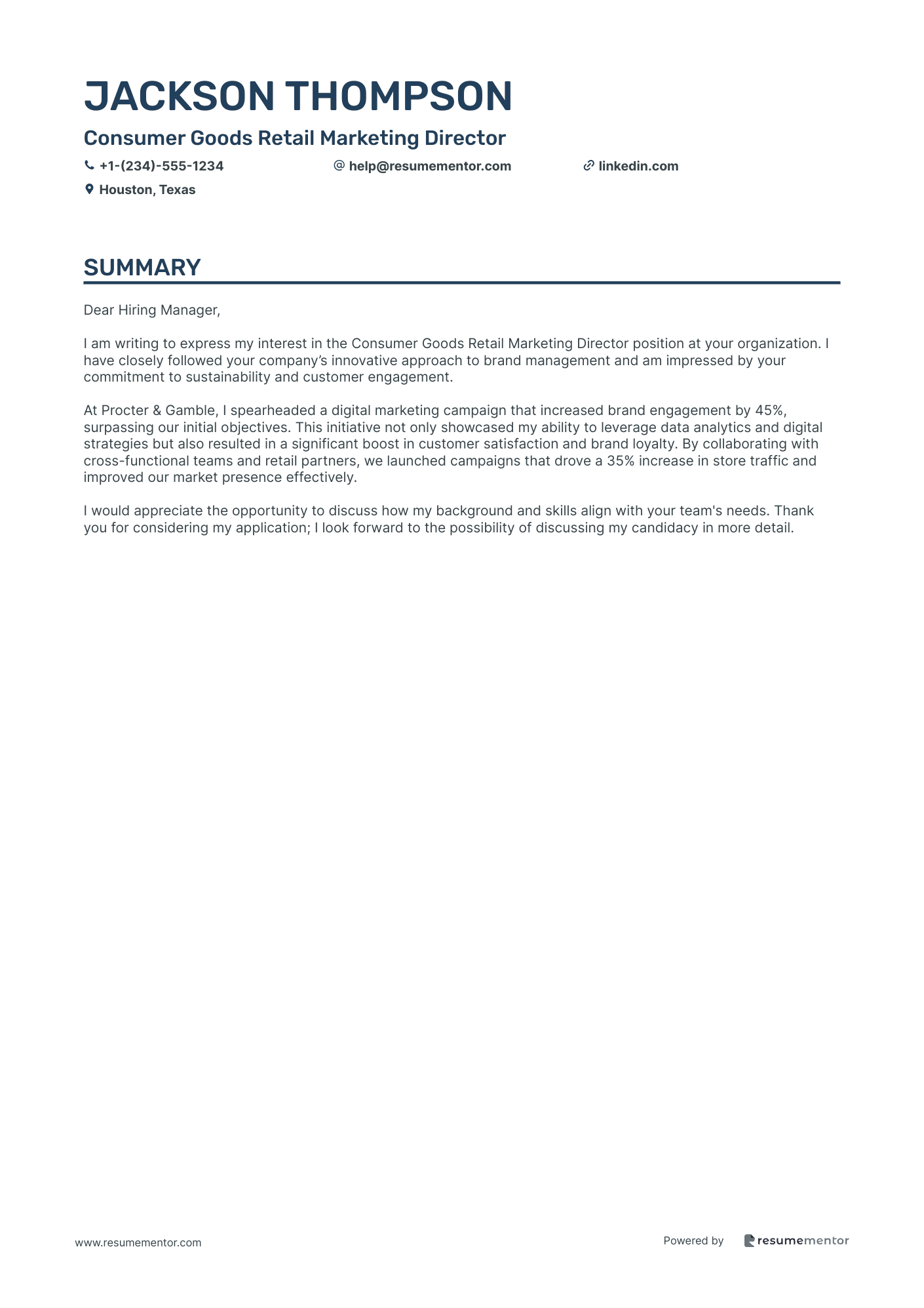 Consumer Goods Retail Marketing Director