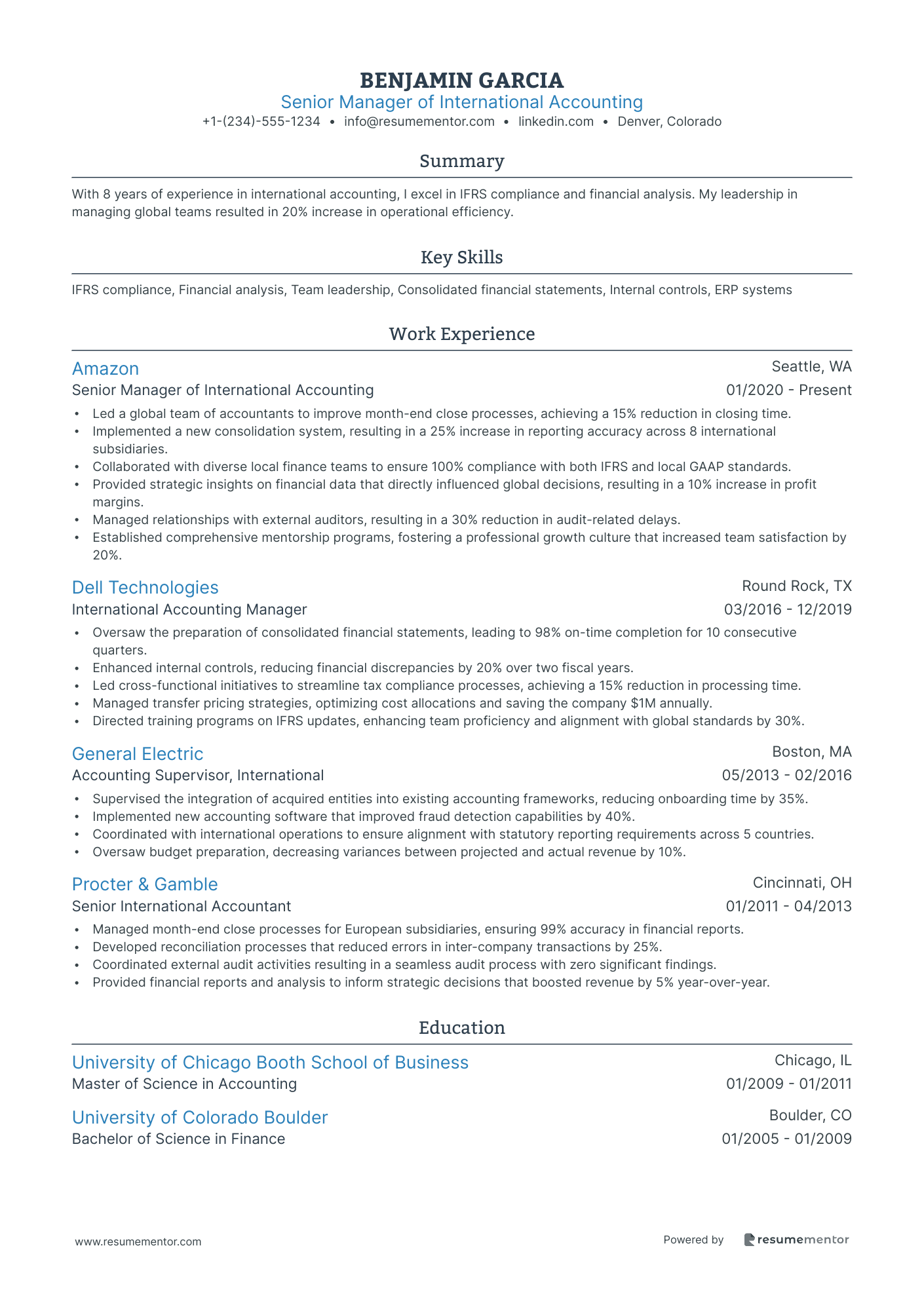 Senior Manager of International Accounting