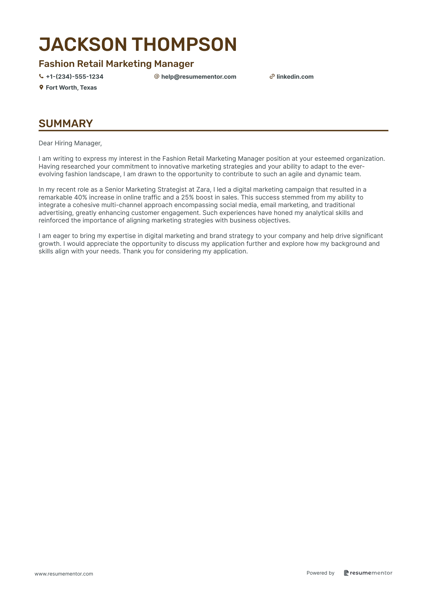 Fashion Retail Marketing Manager