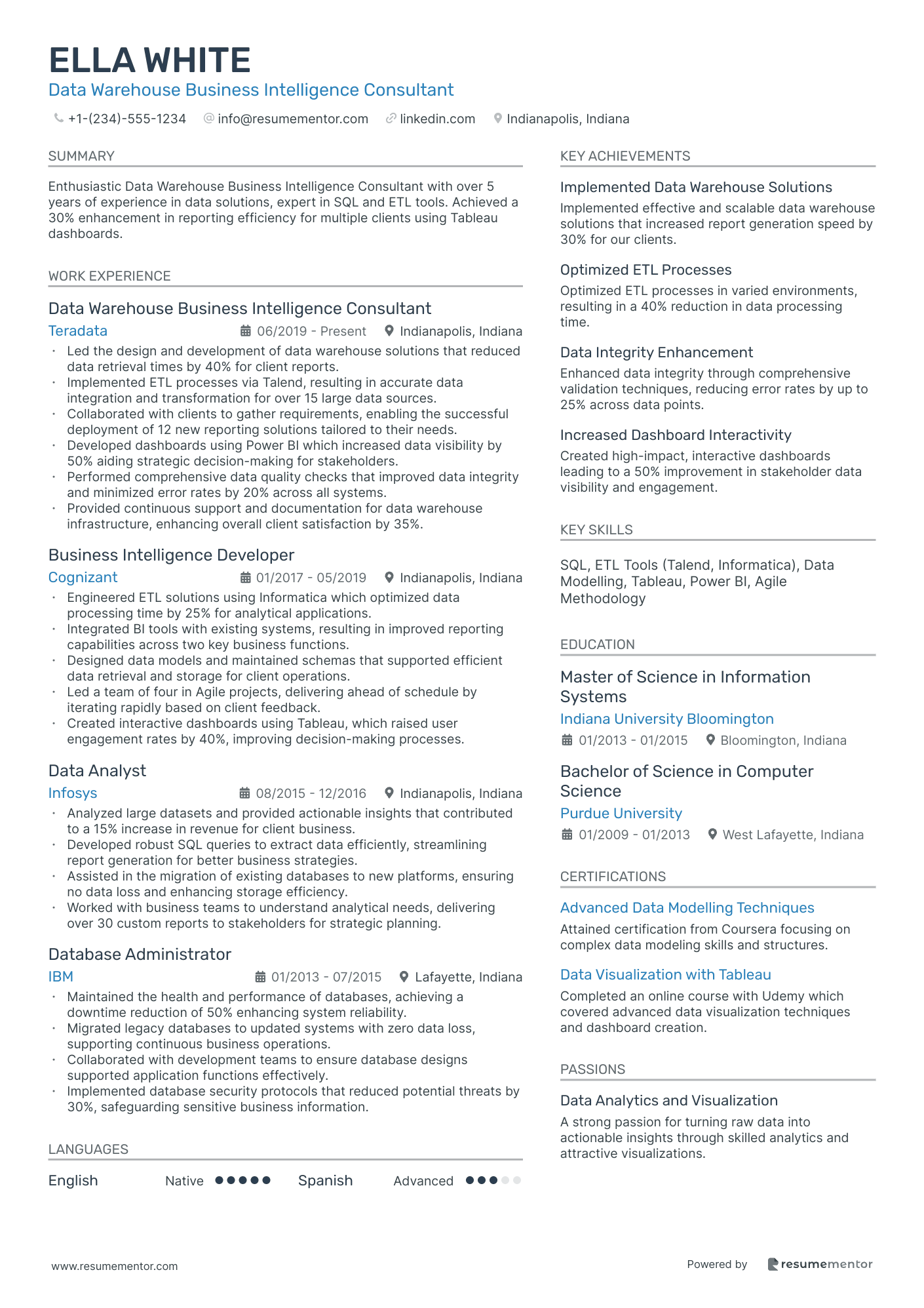 Data Warehouse Business Intelligence Consultant