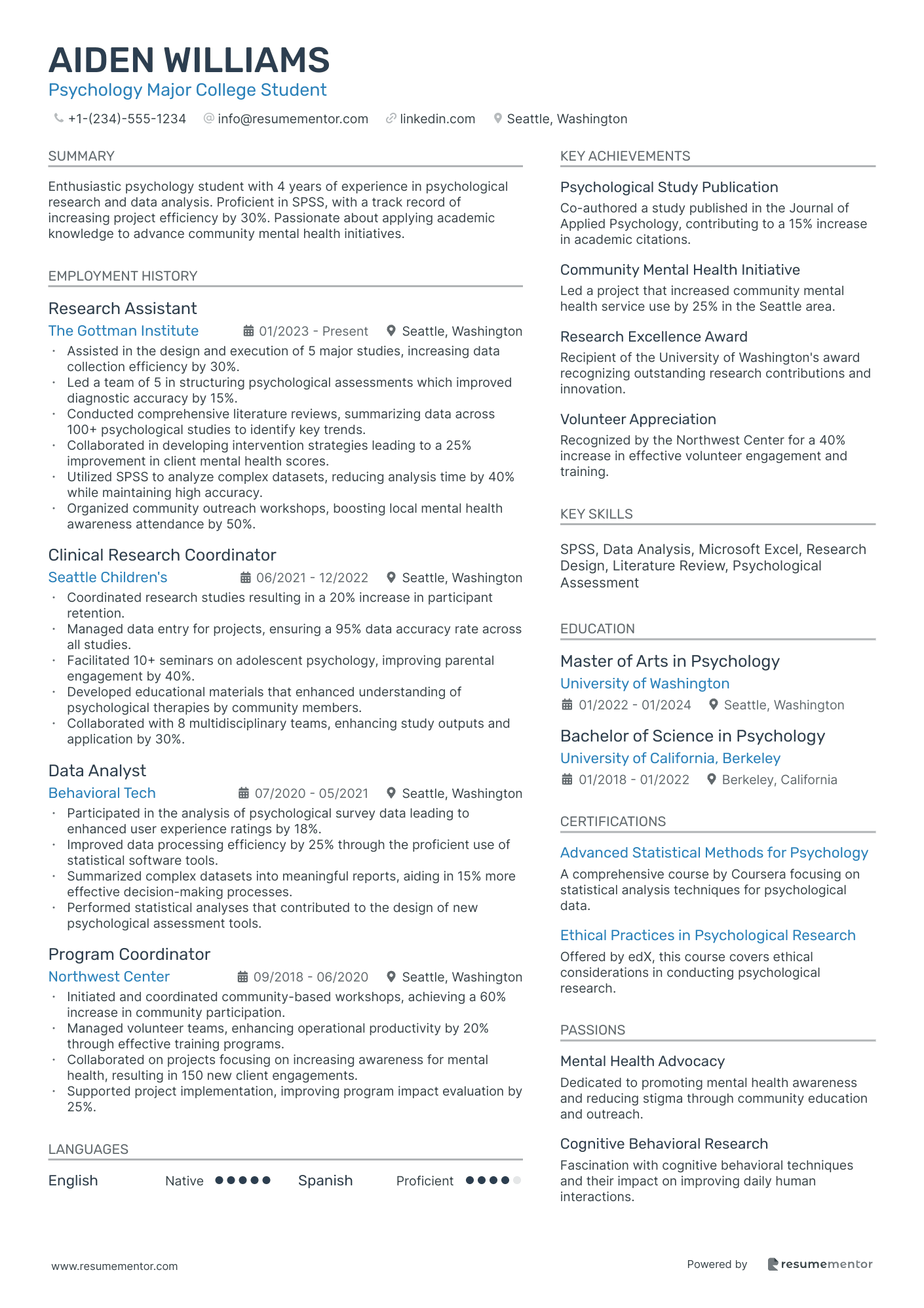 Psychology Major College Student