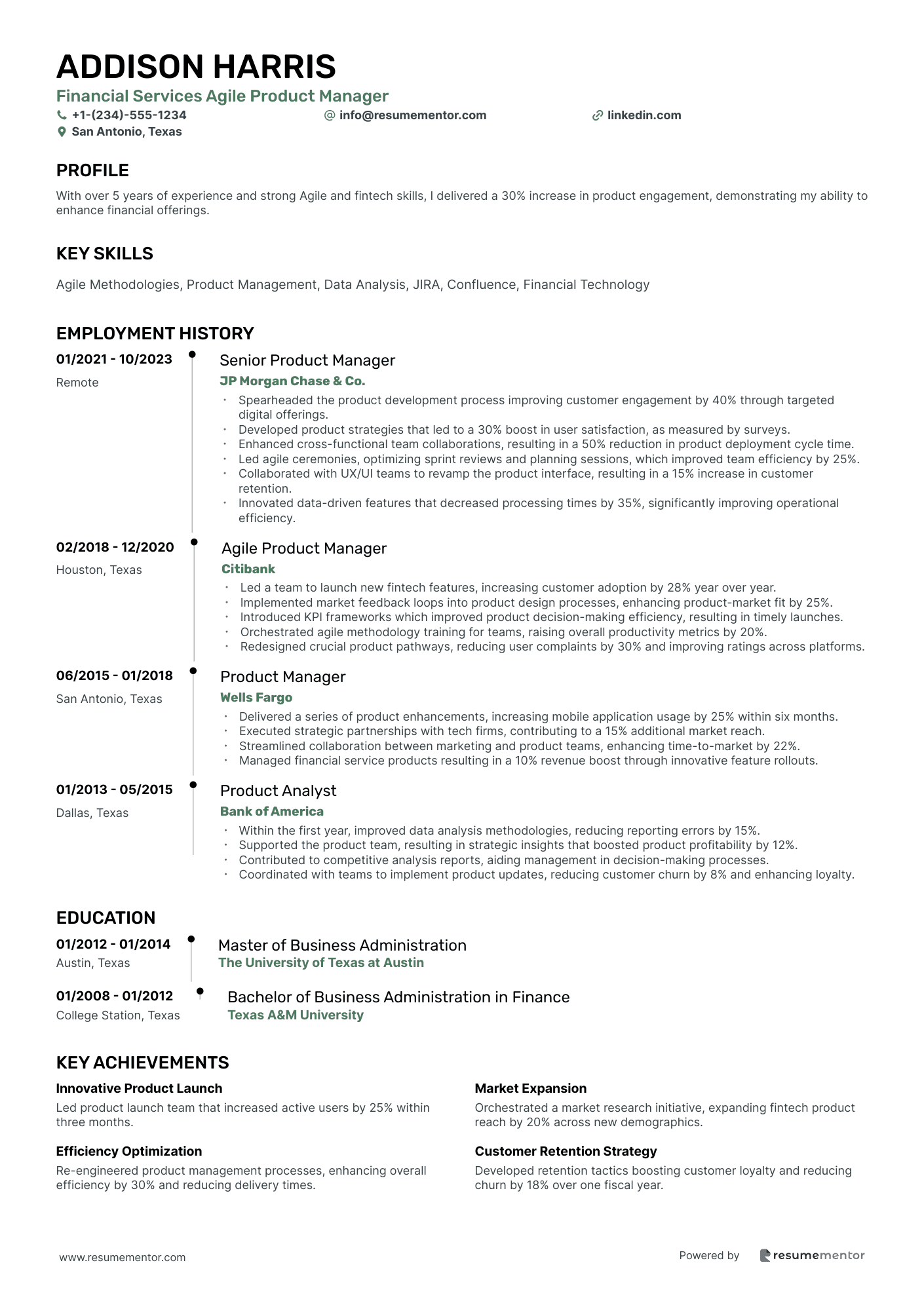 Financial Services Agile Product Manager