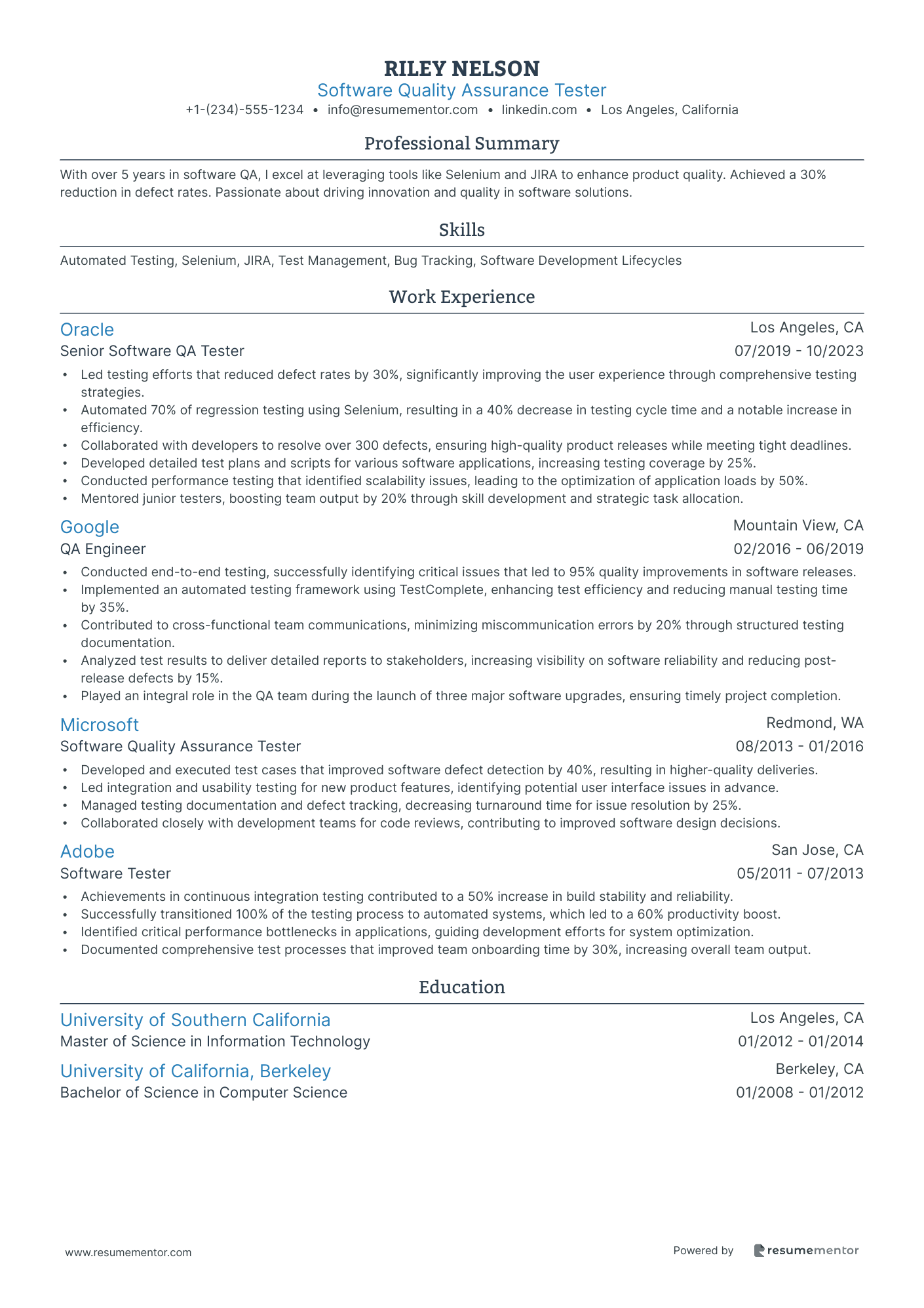 Software Quality Assurance Tester
