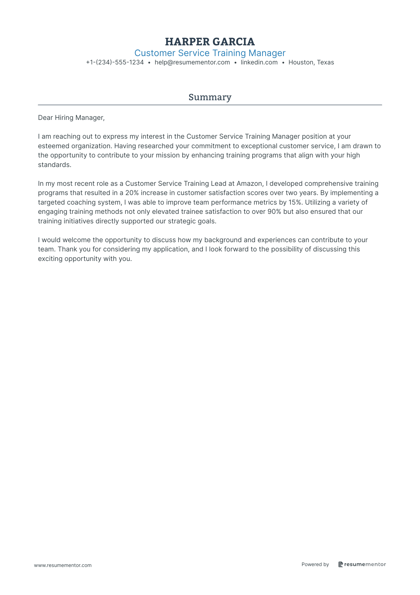 Customer Service Training Manager