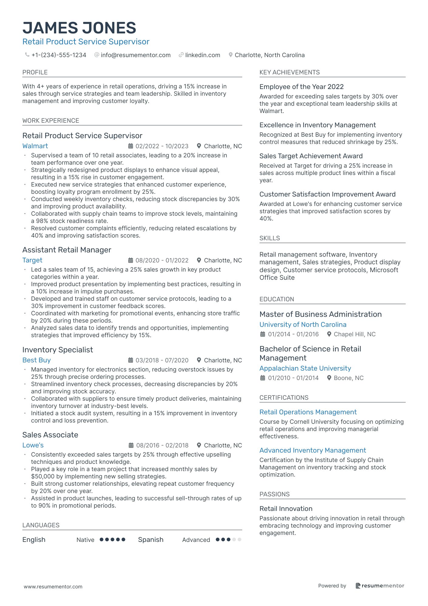 Retail Product Service Supervisor