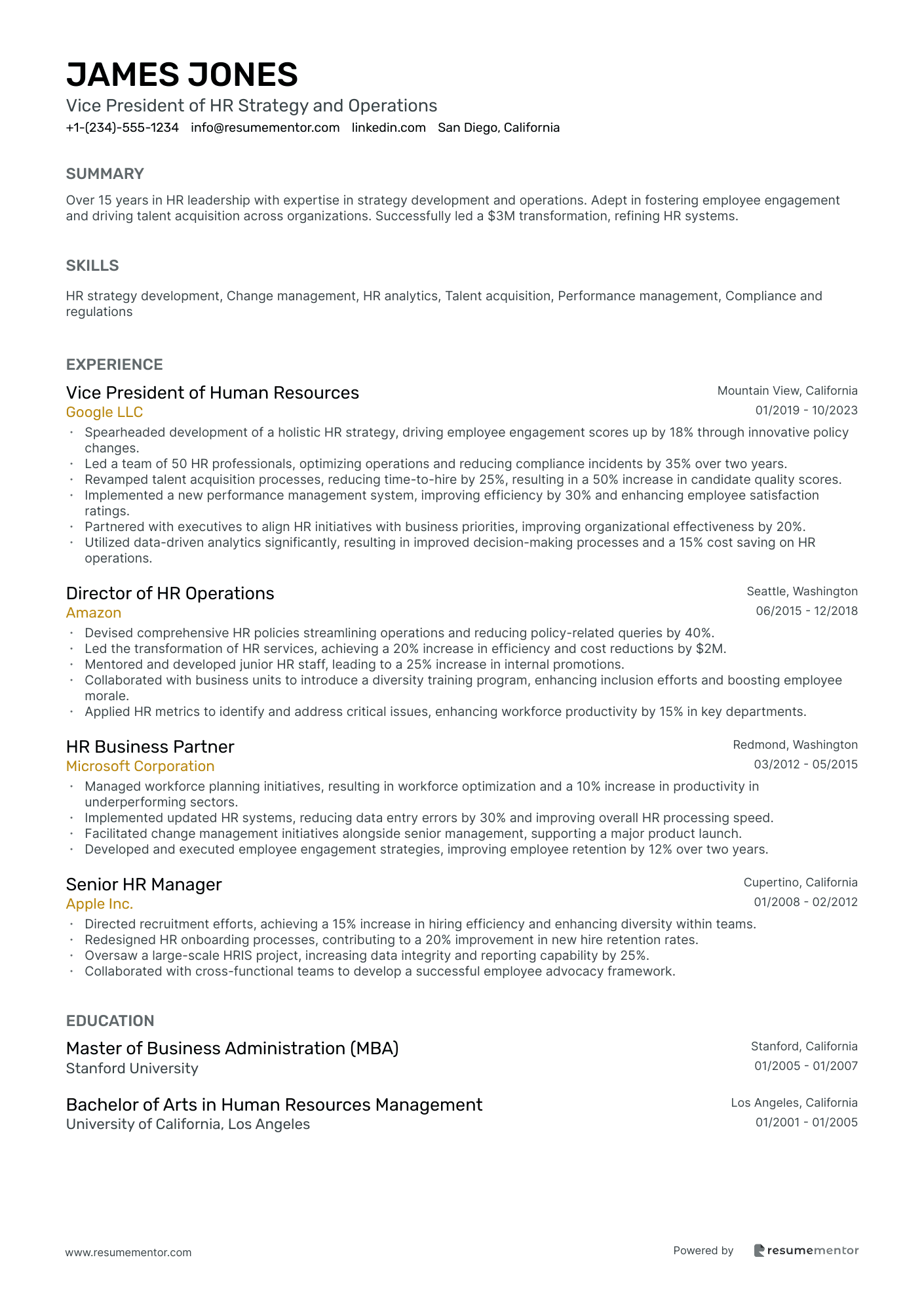 Vice President of HR Strategy and Operations