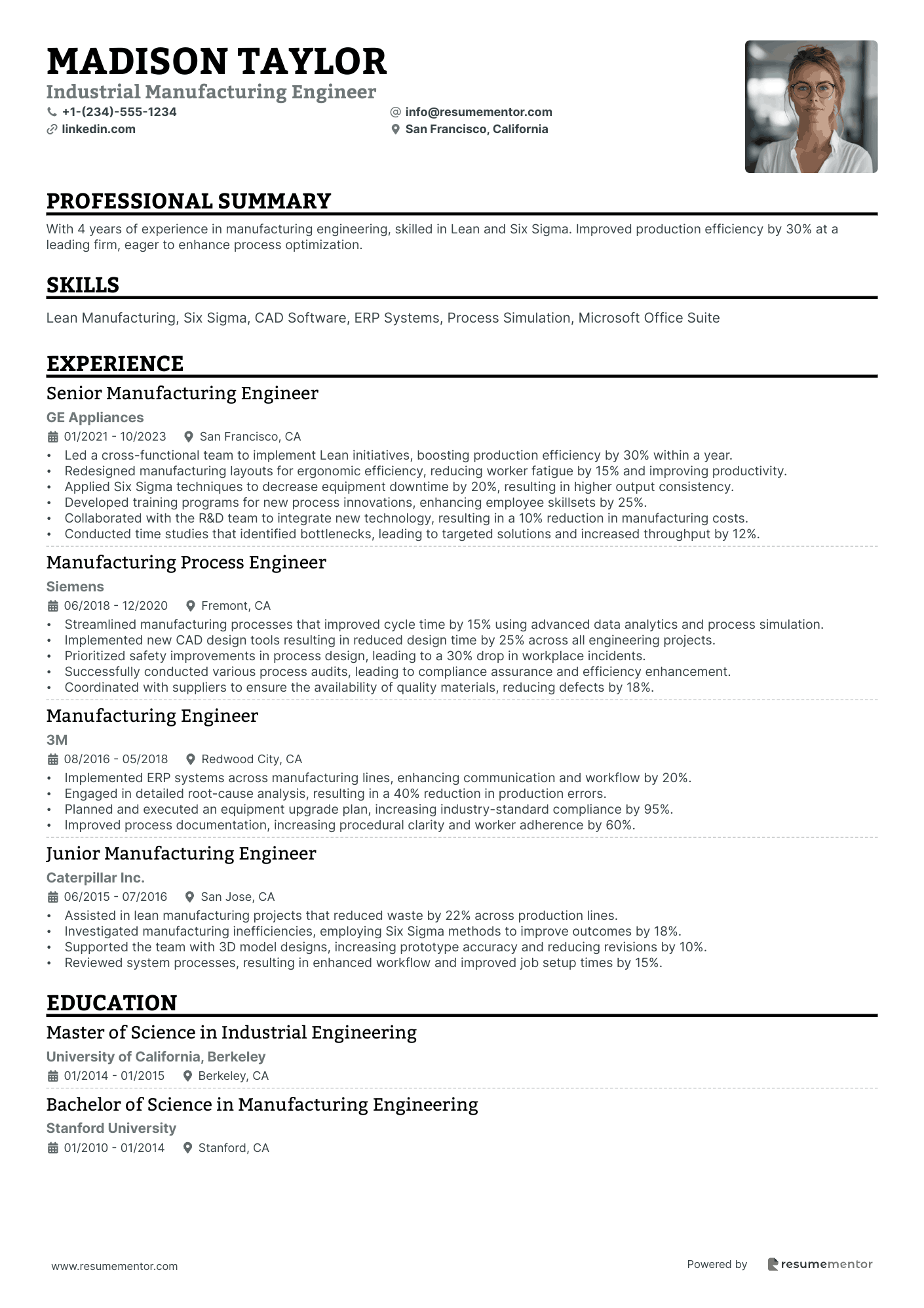Industrial Manufacturing Engineer