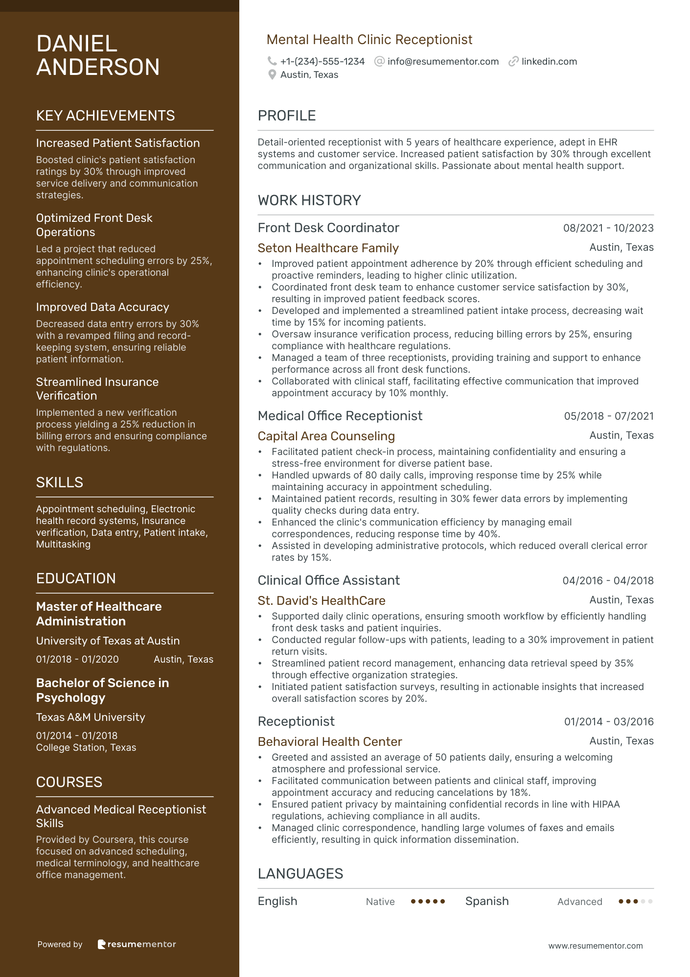Mental Health Clinic Receptionist