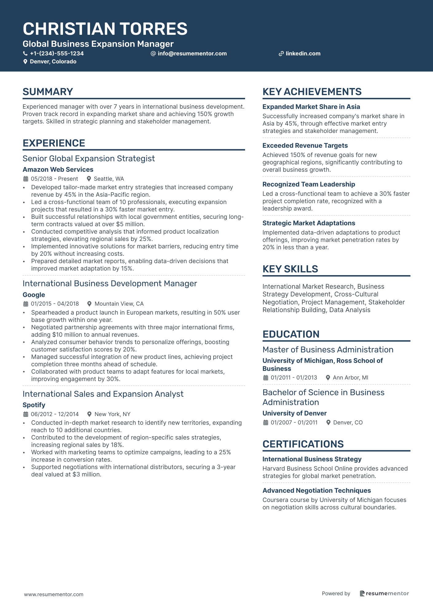 Global Business Expansion Manager