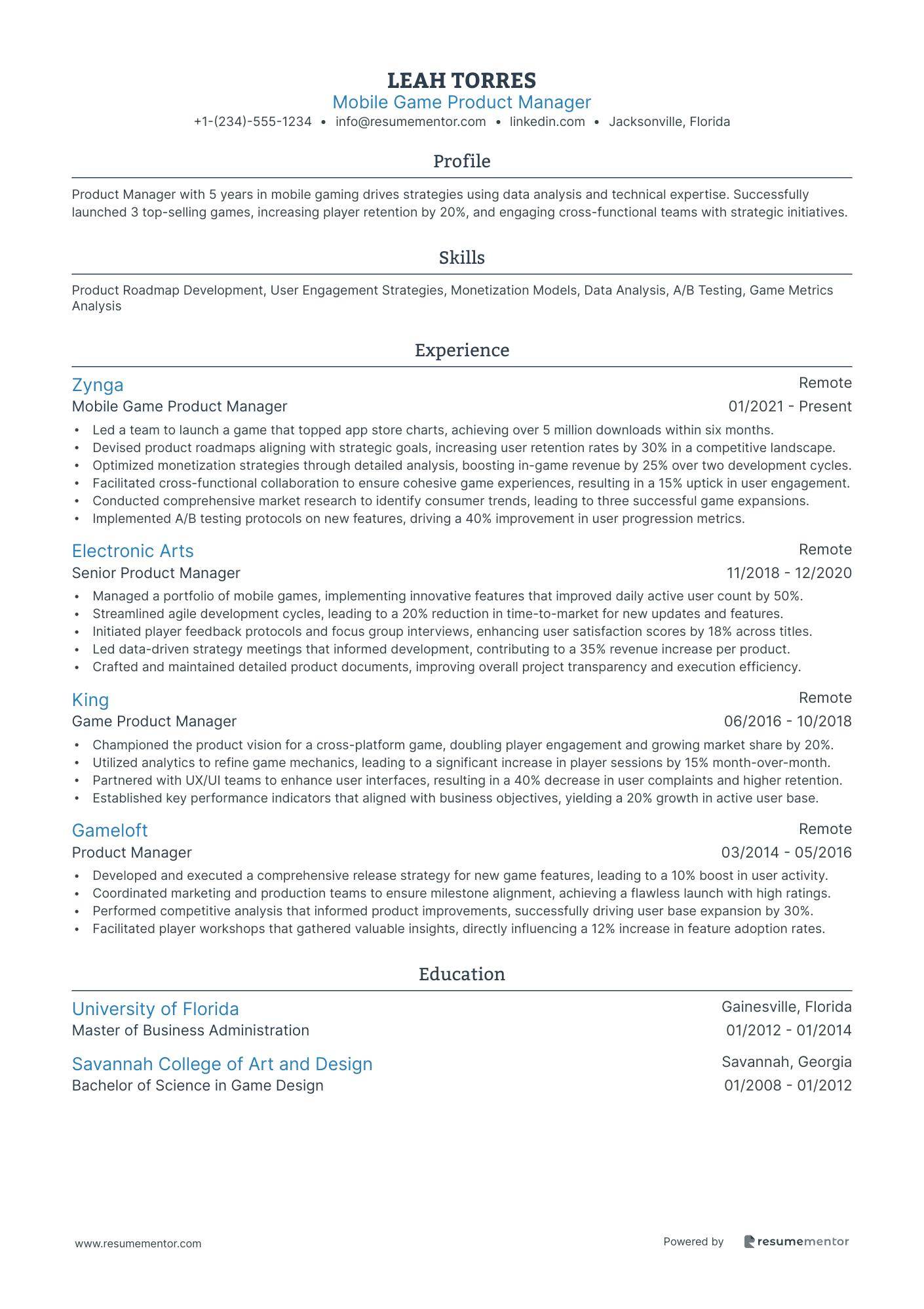 Mobile Game Product Manager