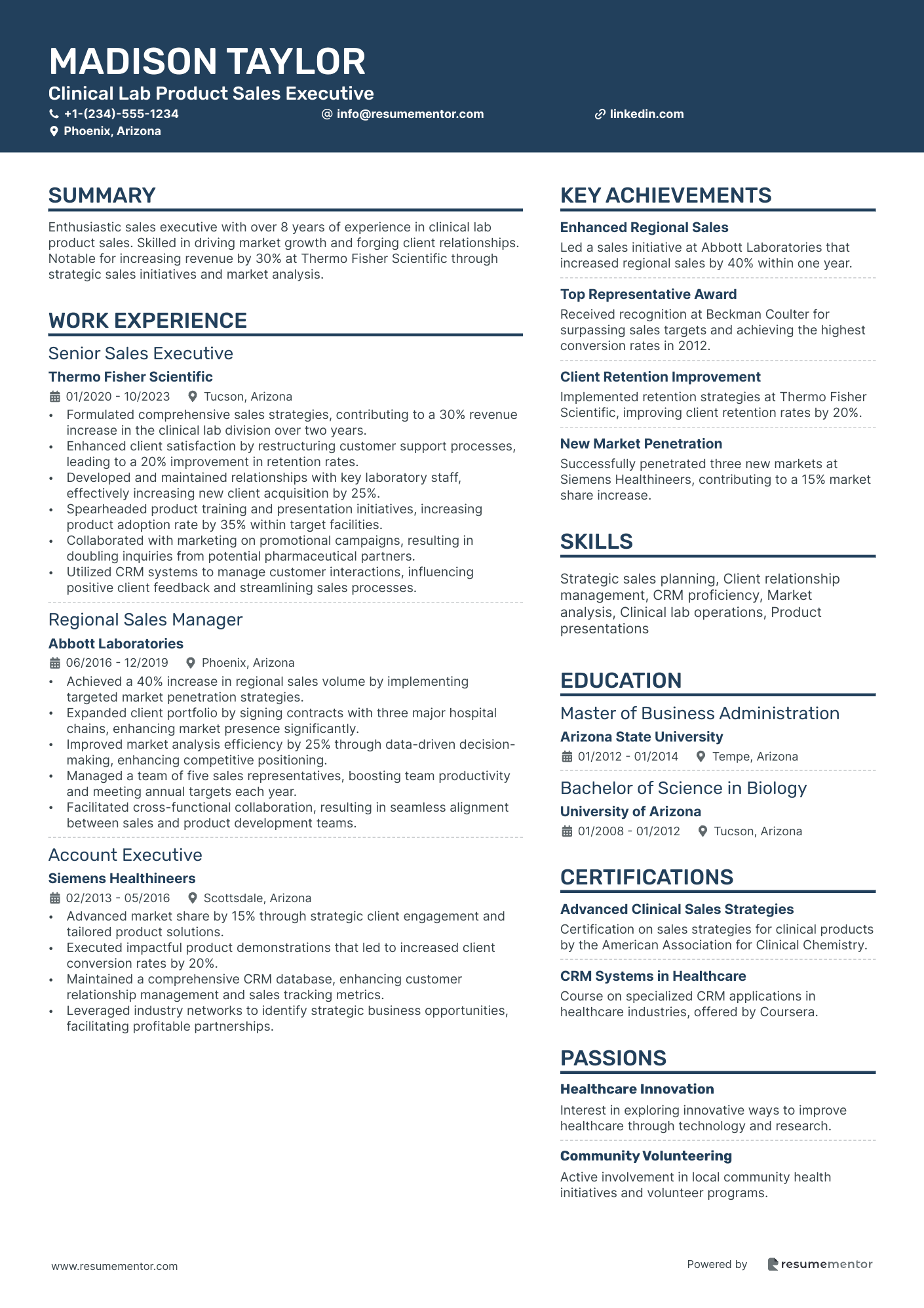 Clinical Lab Product Sales Executive