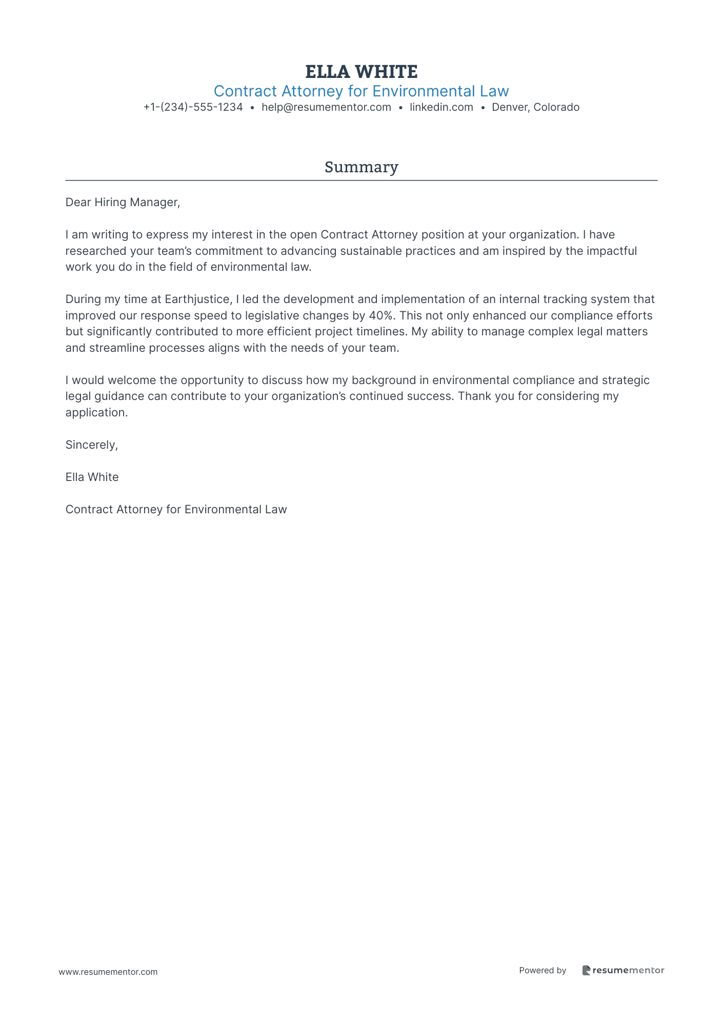 Contract Attorney for Environmental Law