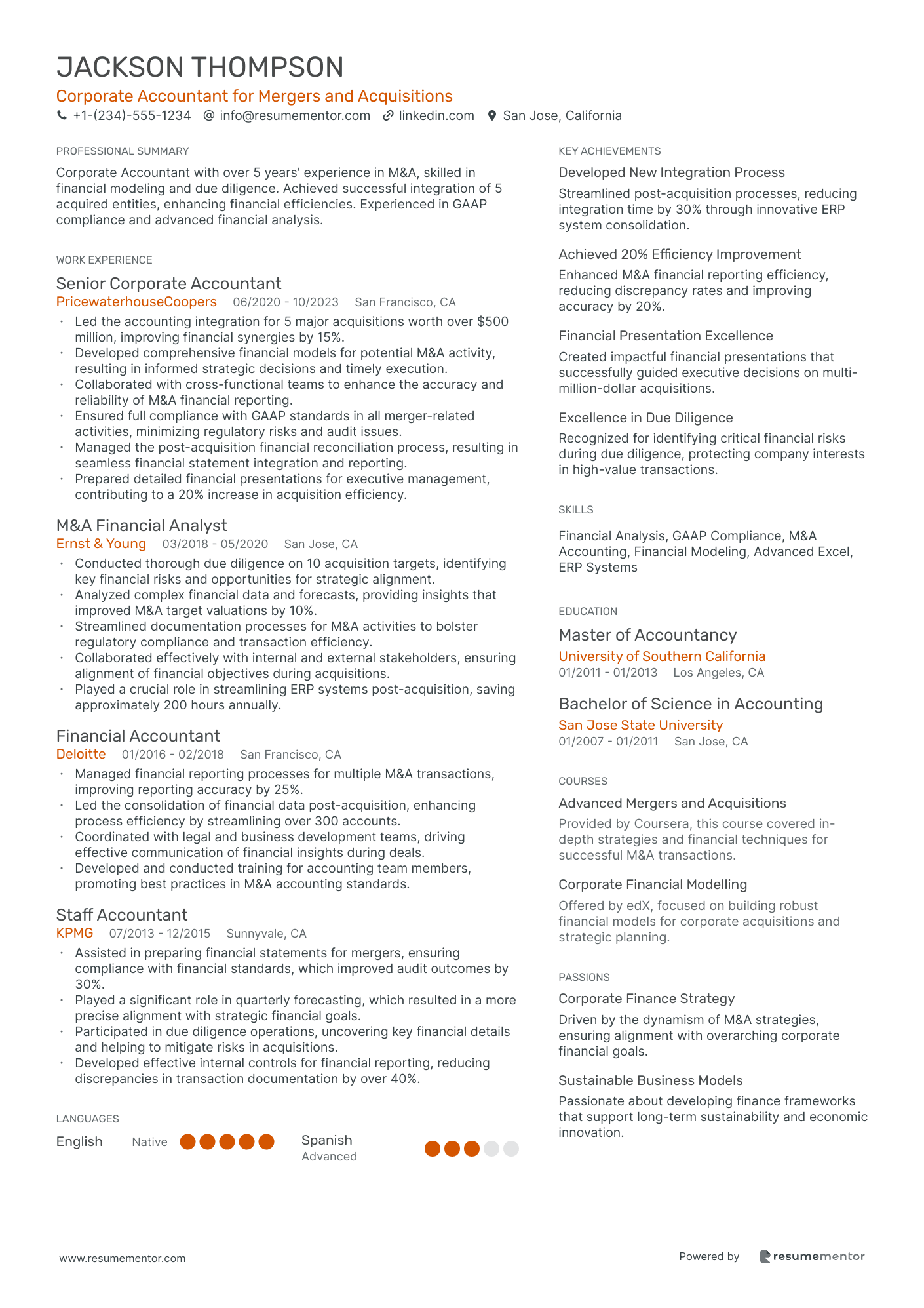 Corporate Accountant for Mergers and Acquisitions