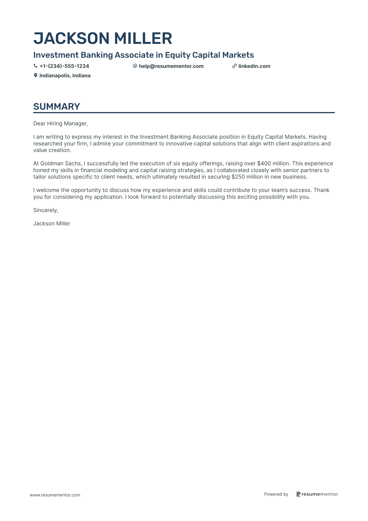Investment Banking Associate in Equity Capital Markets