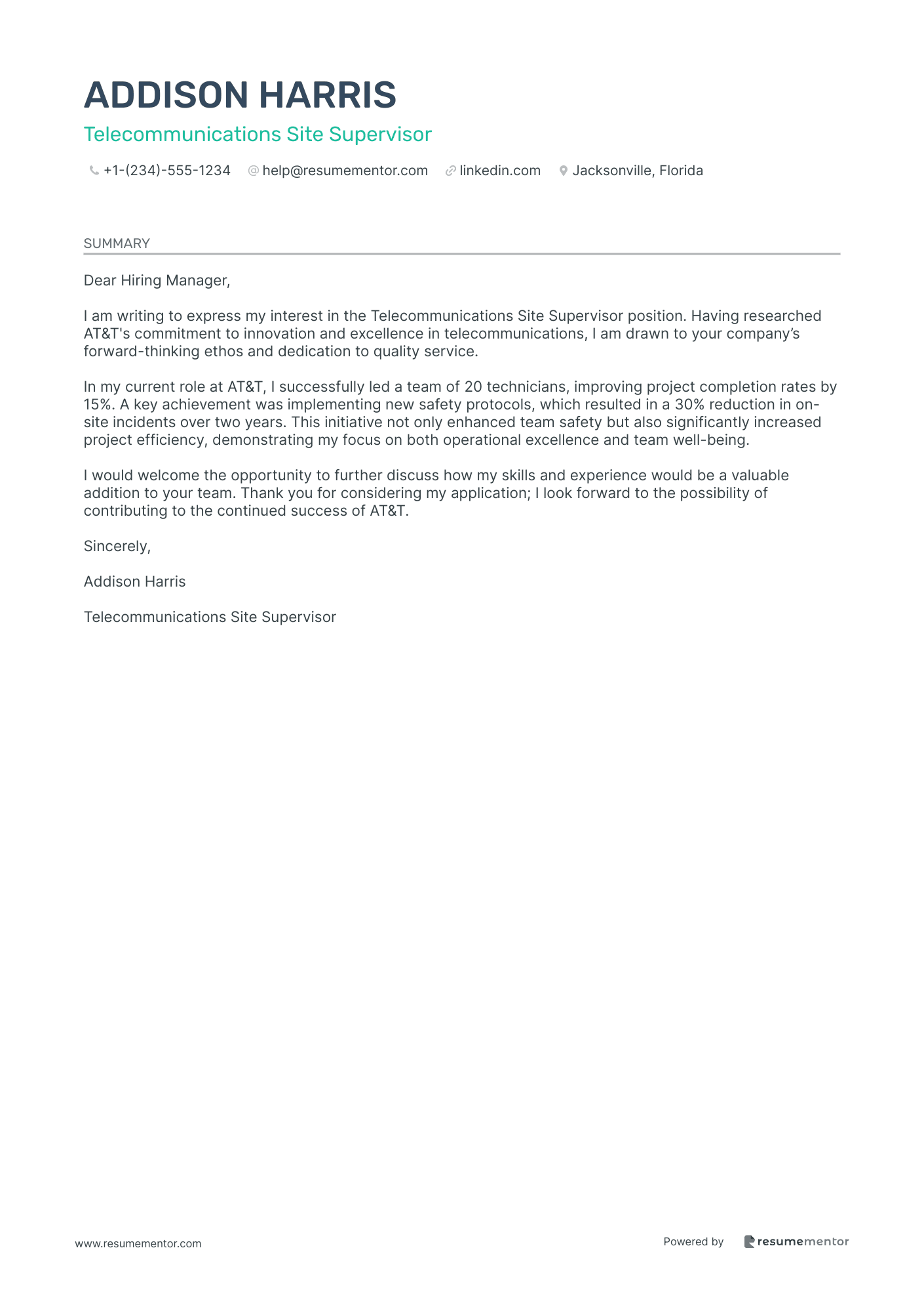 Telecommunications Site Supervisor