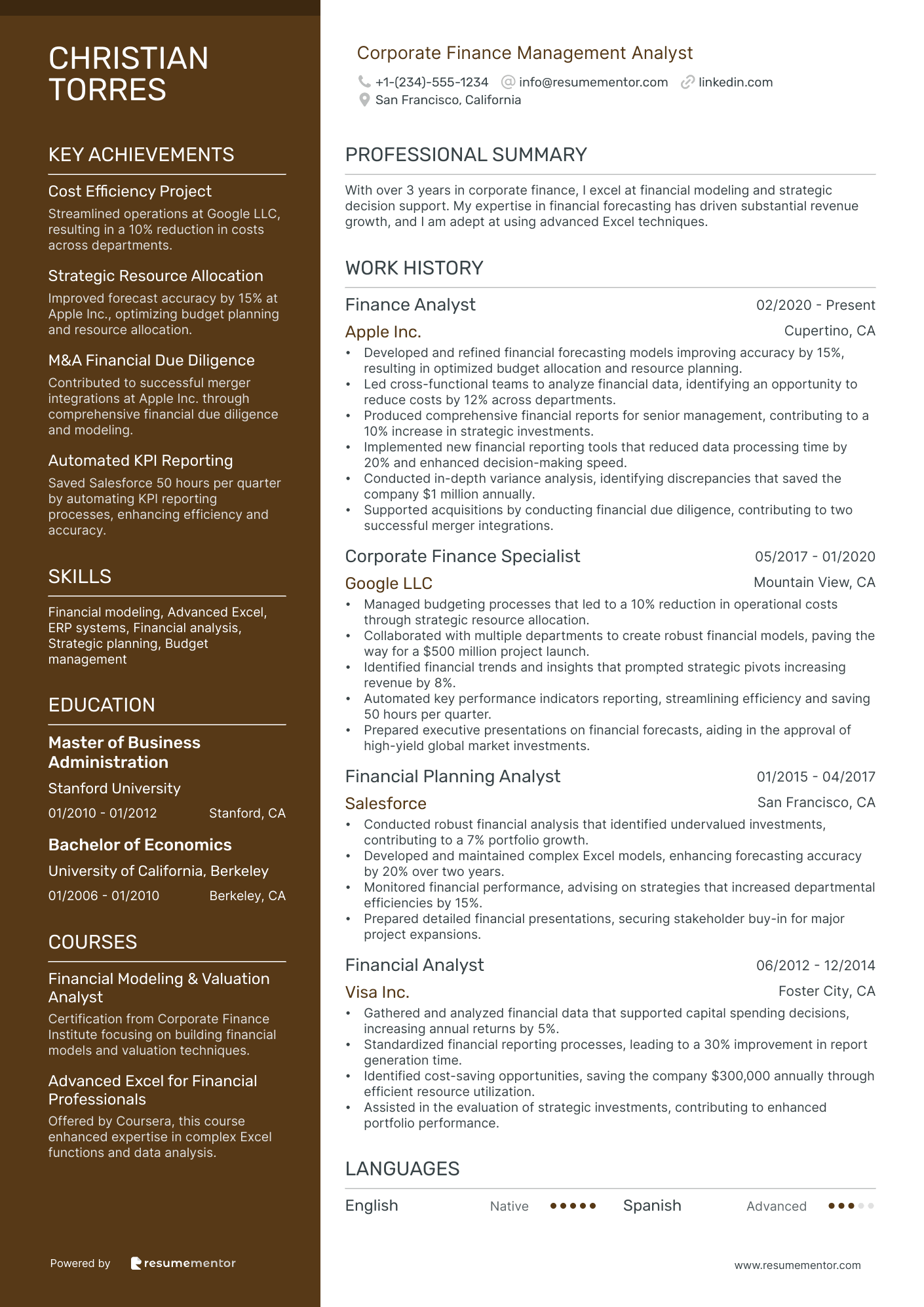 Corporate Finance Management Analyst