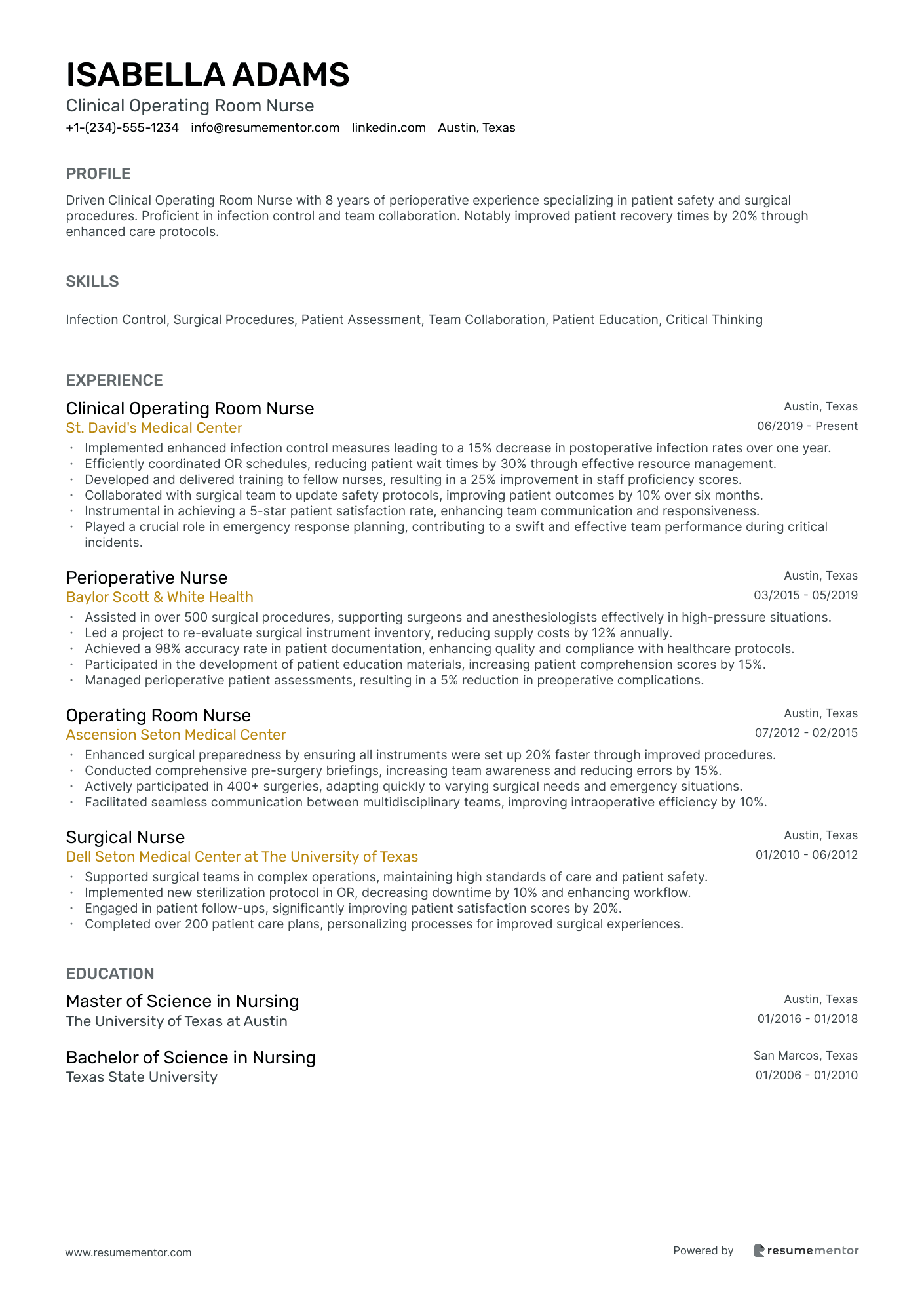 Clinical Operating Room Nurse