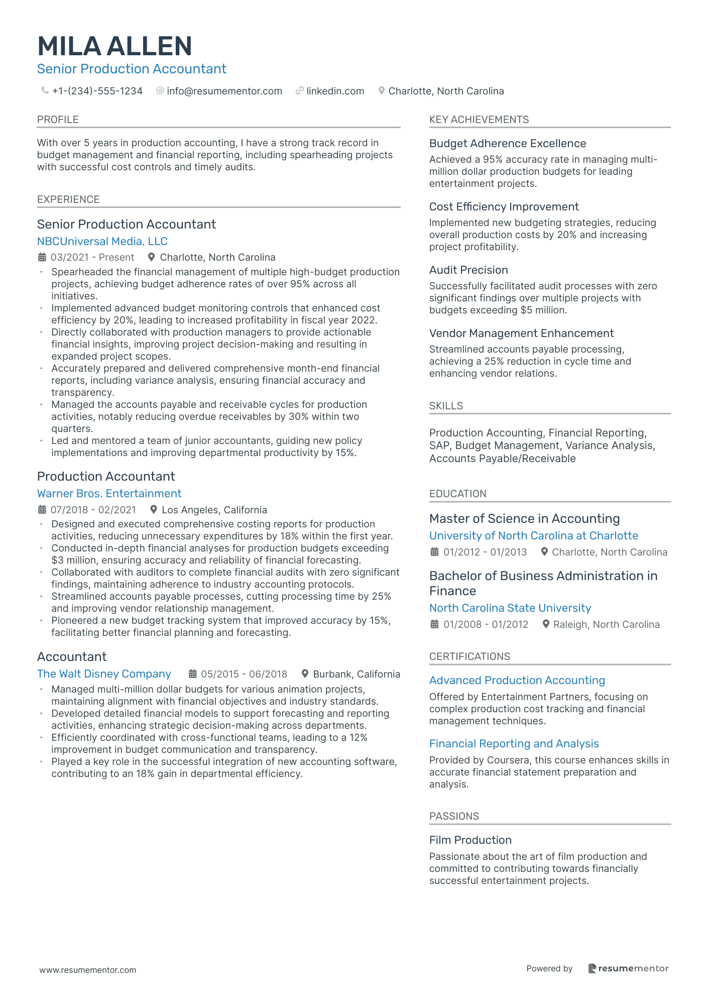 Senior Production Accountant