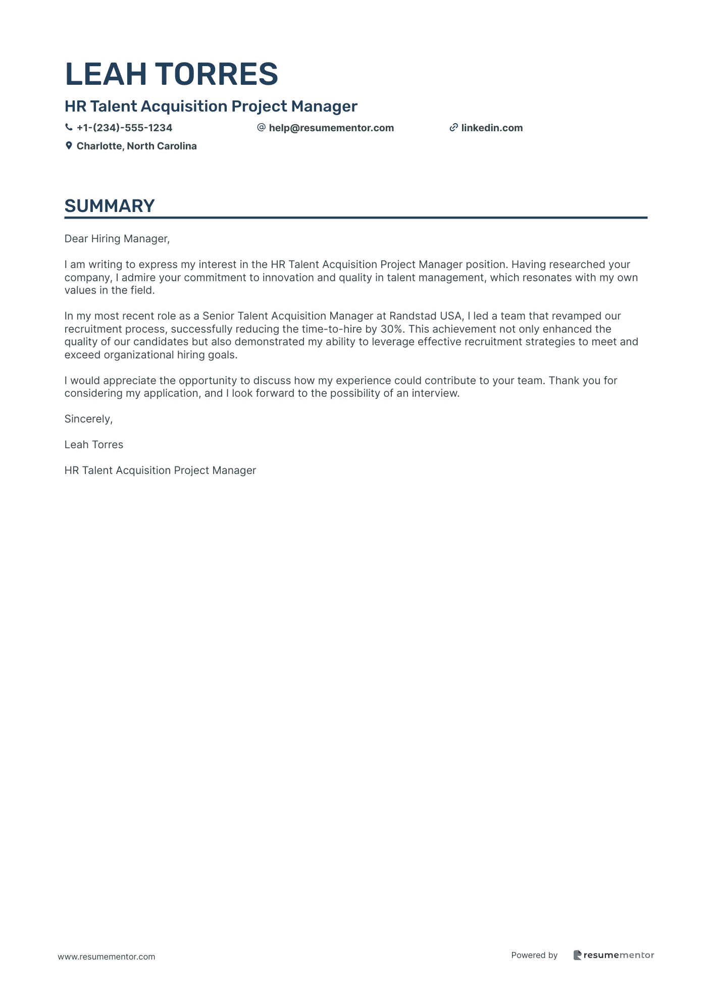 HR Talent Acquisition Project Manager