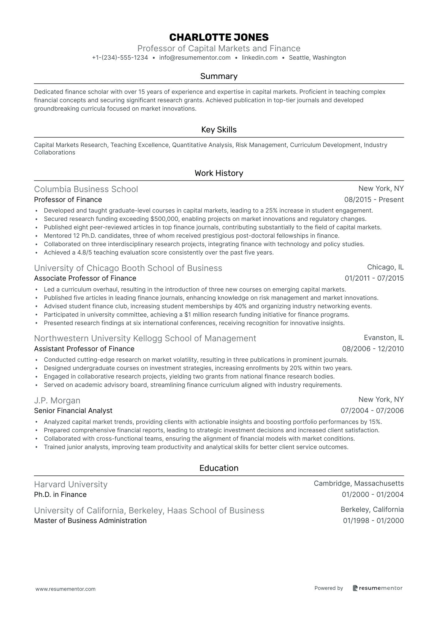 Professor of Capital Markets and Finance